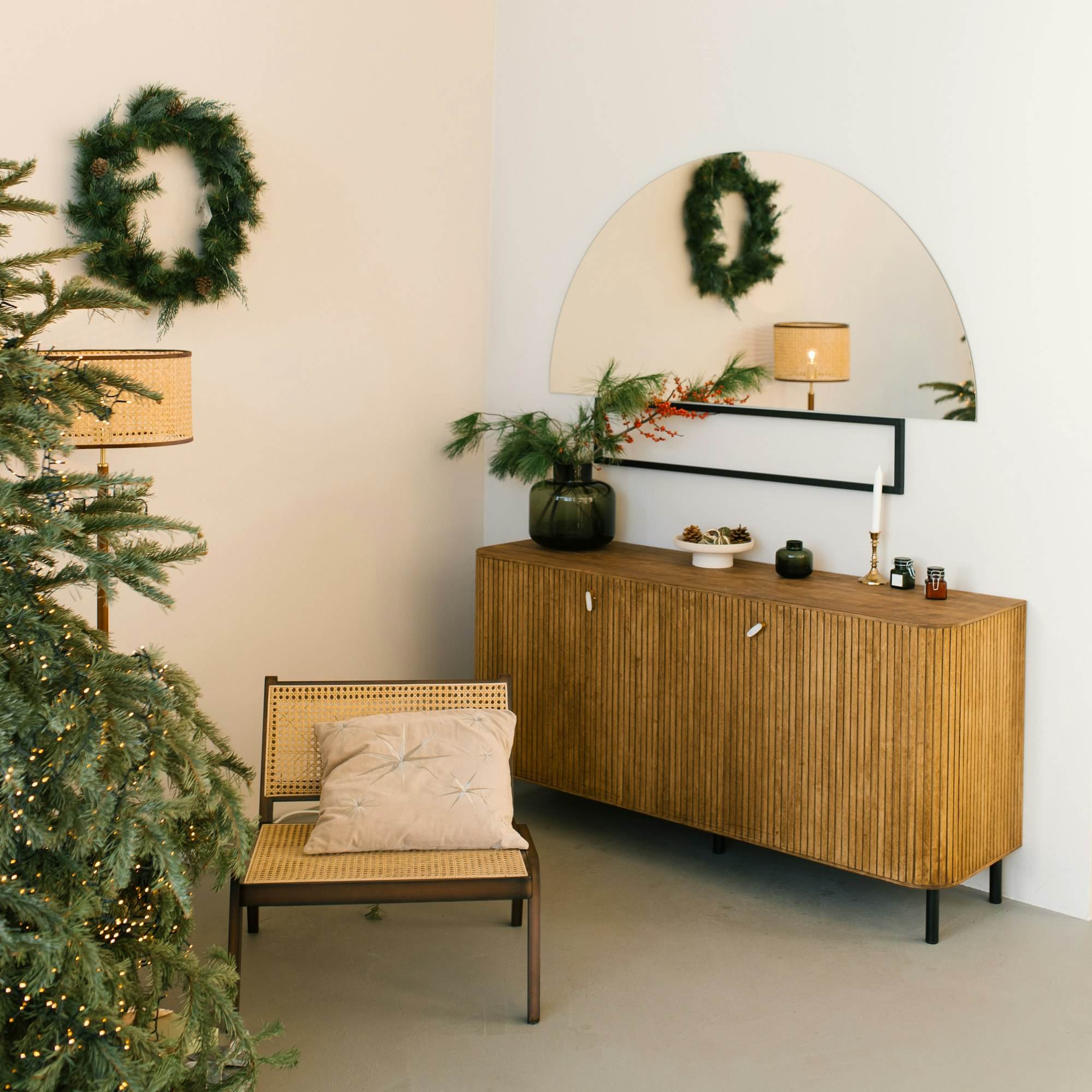 Wooden Chest of Drawers with Decor for Christmas and New Year