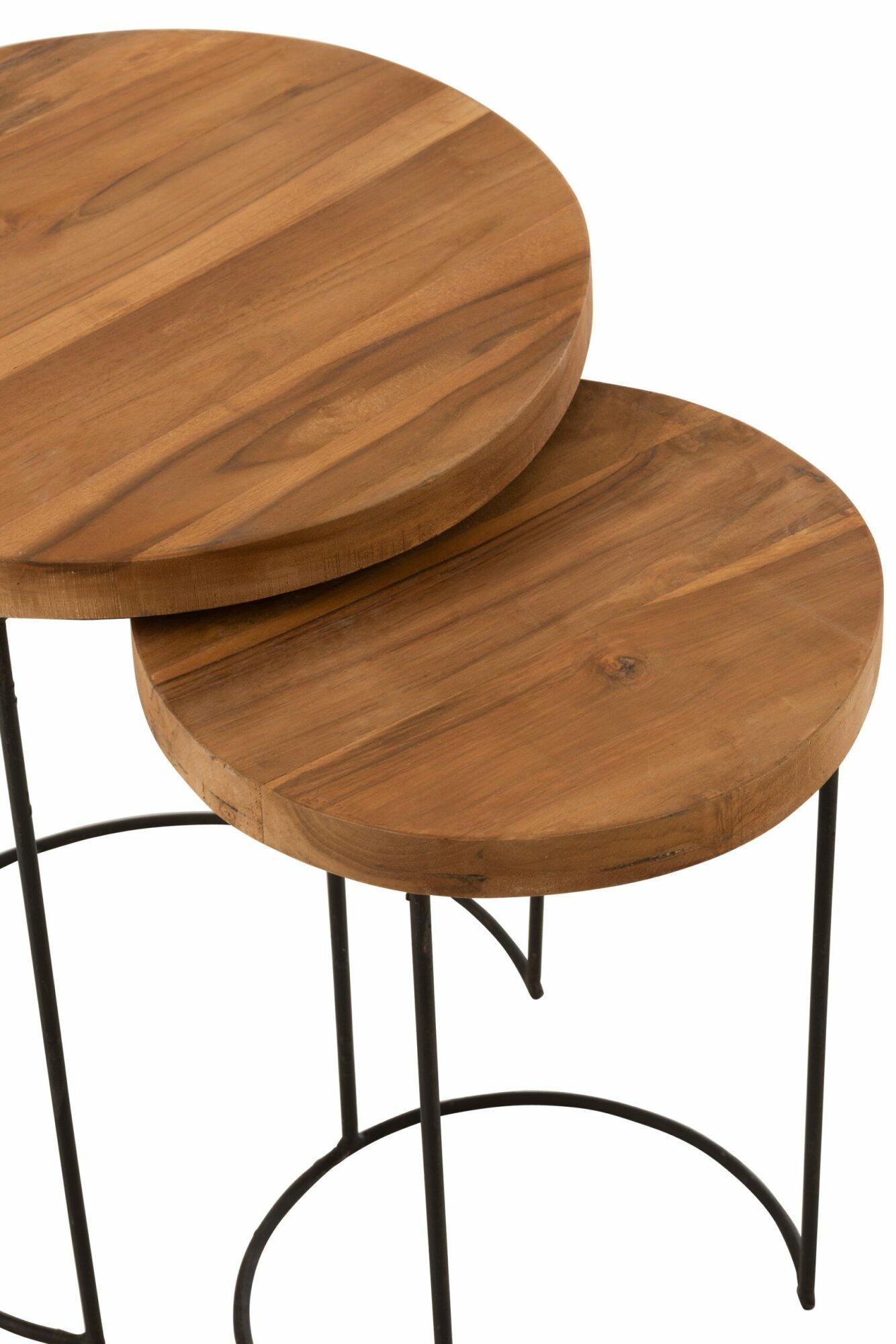 Set Of 2 Sidetables Round Teak Wood - 2 Sidetables Teak Wood at Royal Home Cyprus