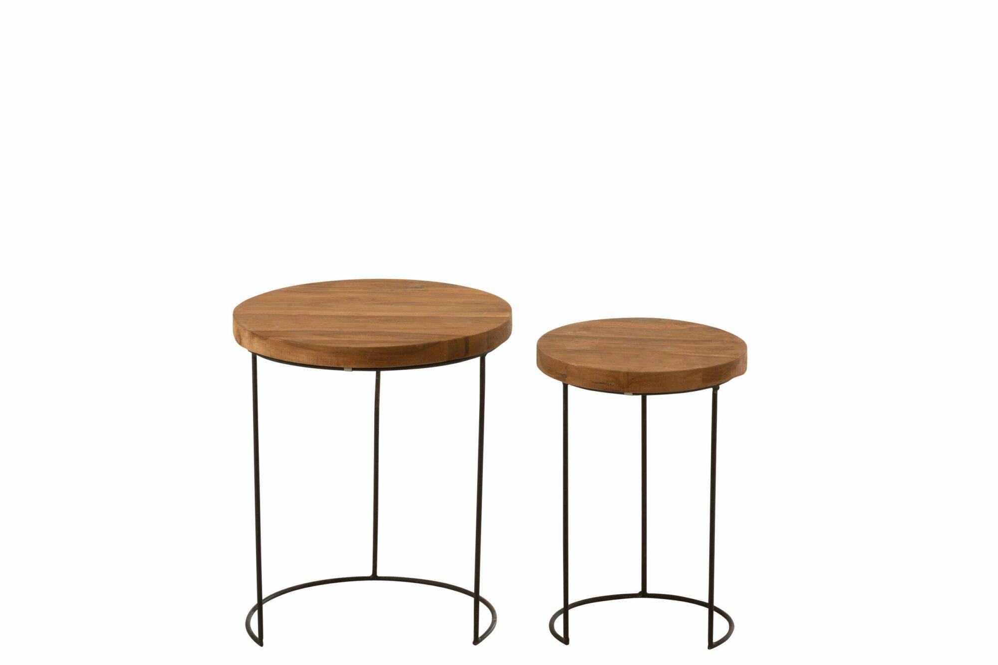 Set Of 2 Sidetables Round Teak Wood - 2 Sidetables Teak Wood at Royal Home Cyprus