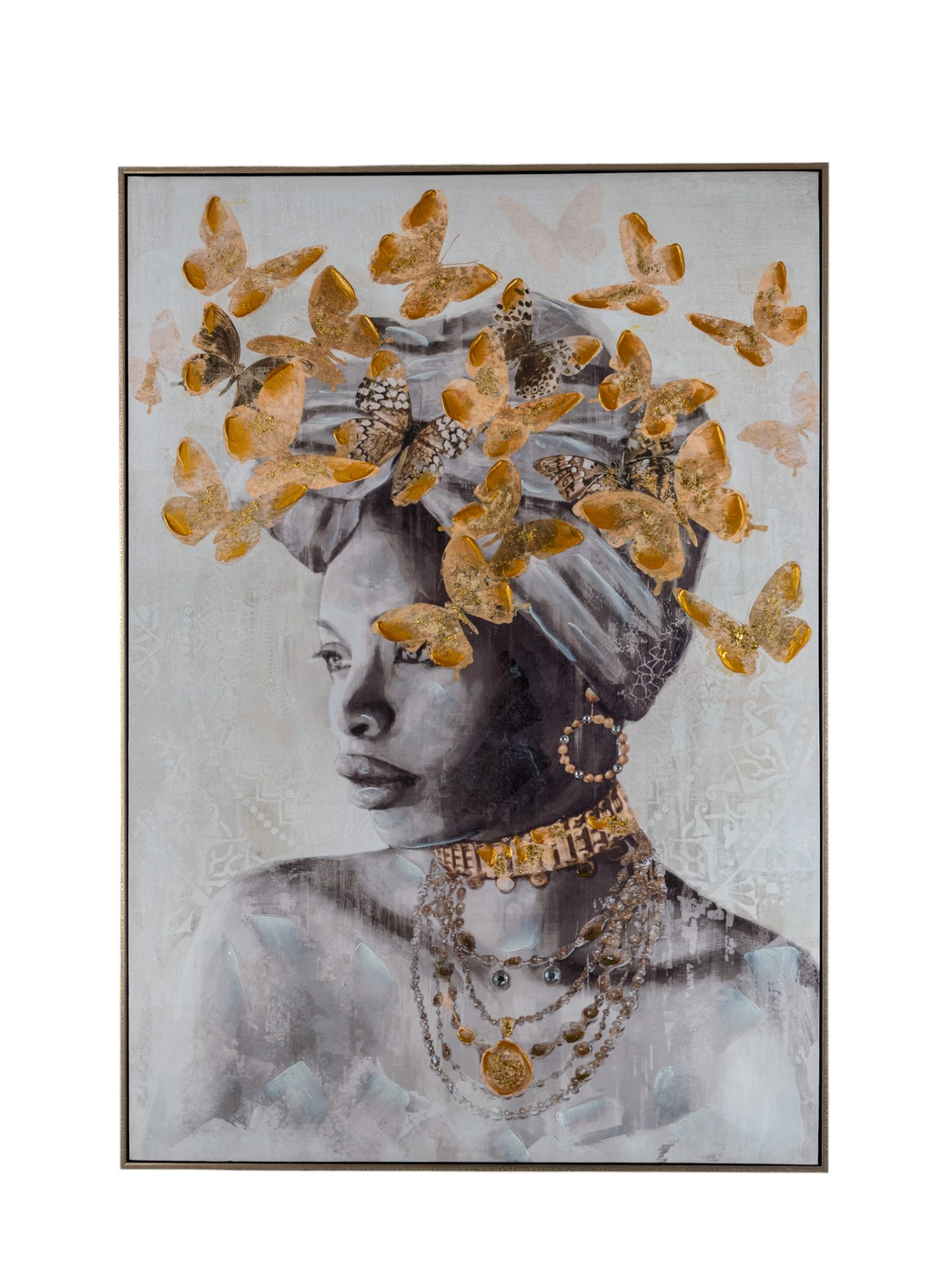 CAMVAS PAINTING AFRICAN LADY LOOKING RIGHT