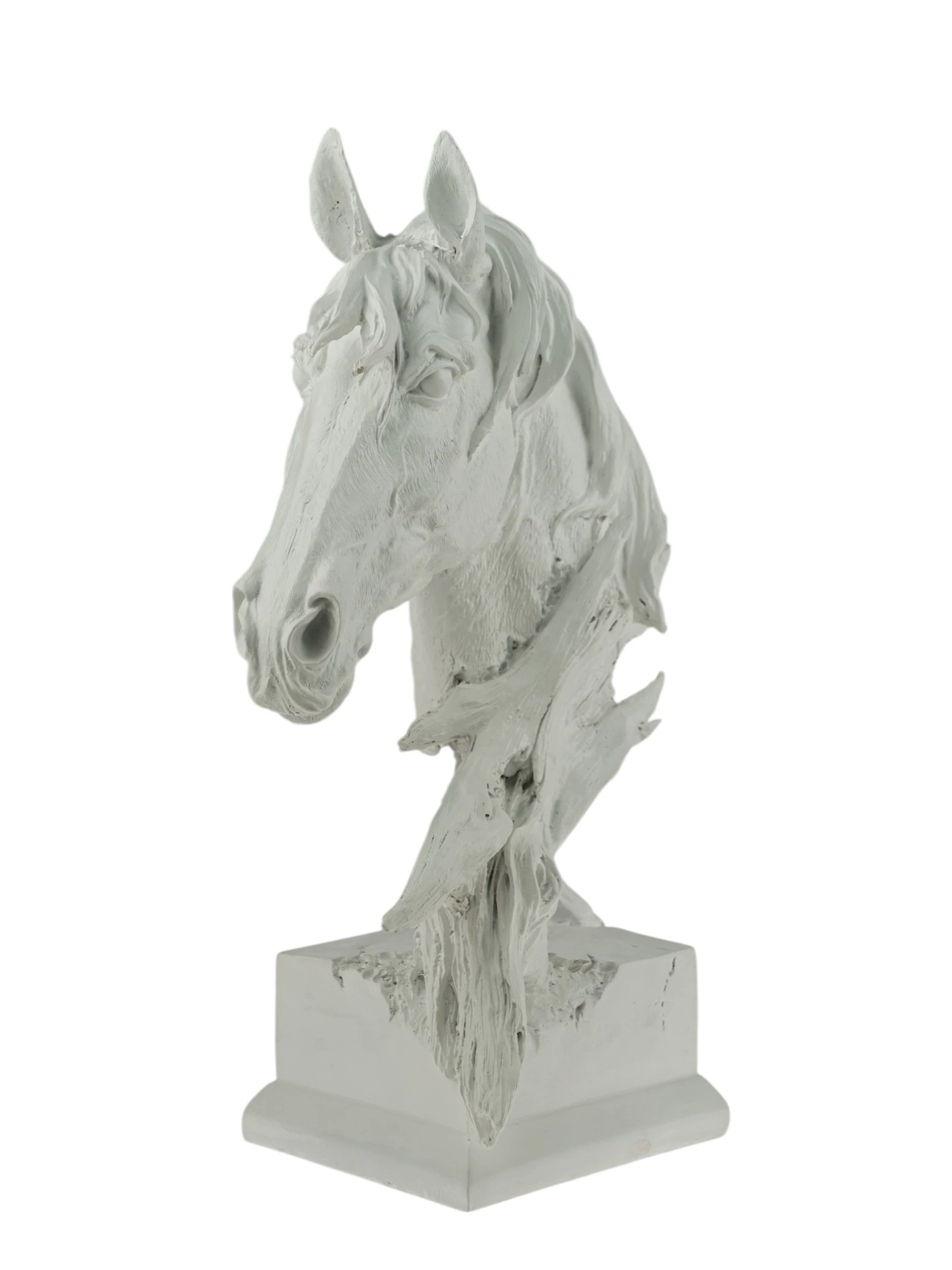 POLYRESIN HORSE BUST ON BASE WHITE