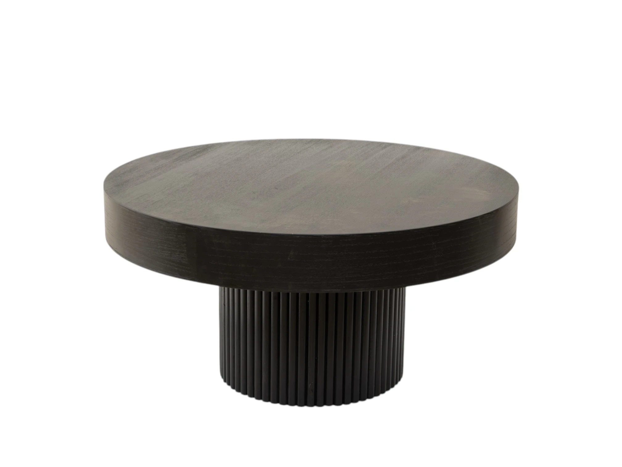 WOODEN ROUND COFFEE TABLE BLACK BROWN