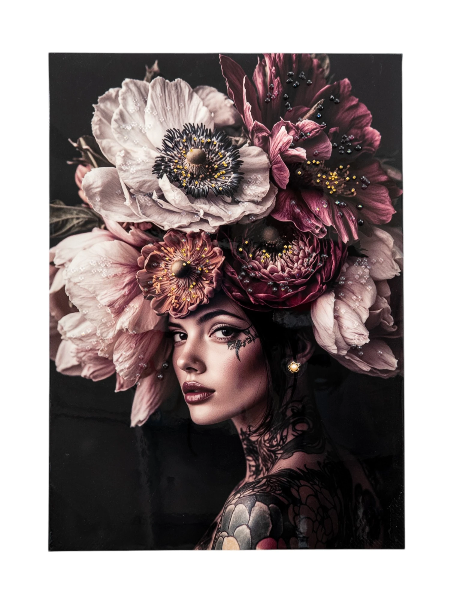 FRAME LADY SIDE W FLOWERS & TATTOO HIGH GLOSSY