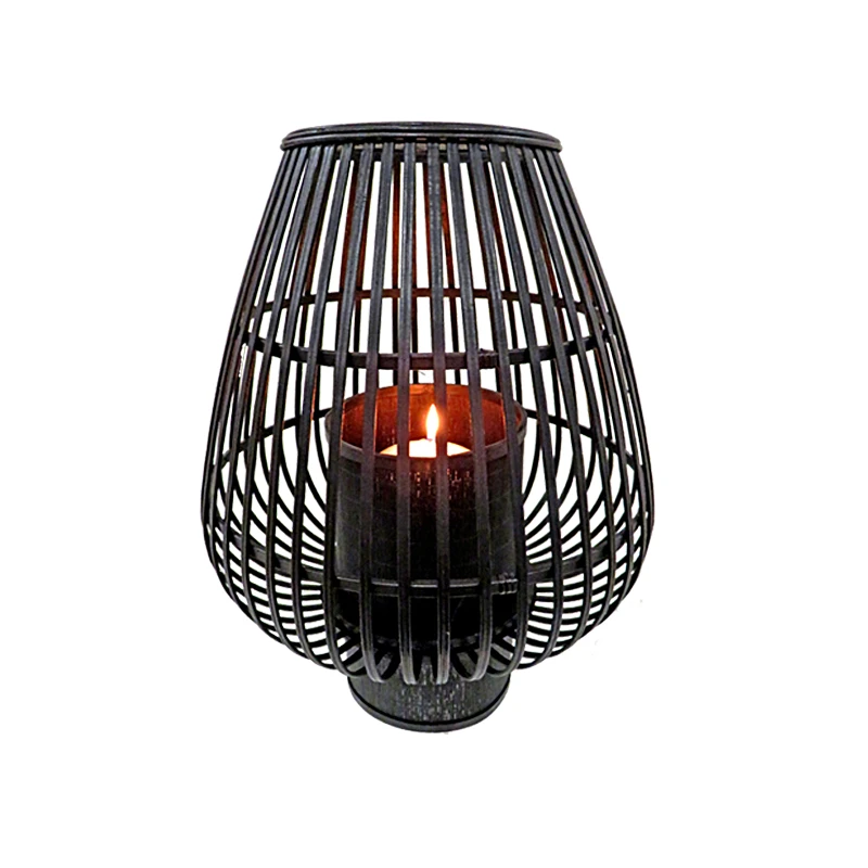 LARGE BAMBOO BLACK LANTER