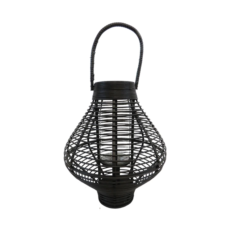 SMALL BAMBOO BLACK LANTERN WITH HANDLE
