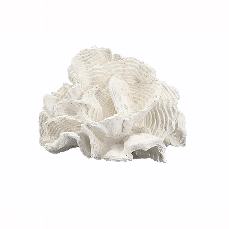 RESIN DECORATIVE WHITE SEA LEAF CORAL