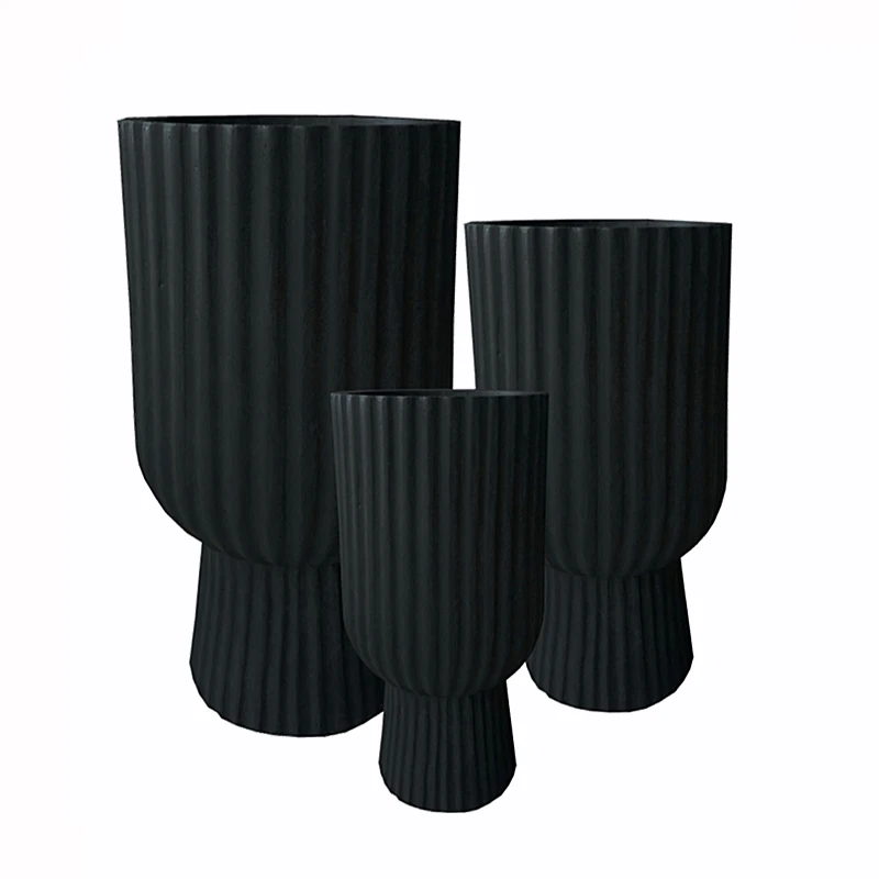 FIBERCLAY BLACK PEDESTAL PLANTER