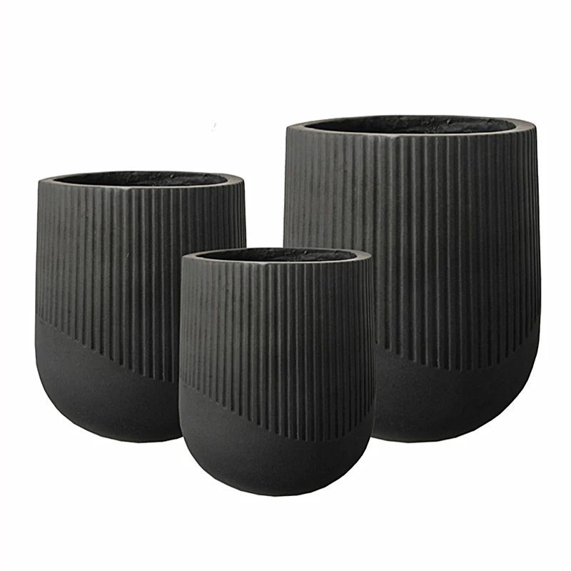 FIBERCLAY BLACK STRIPE PLANTER