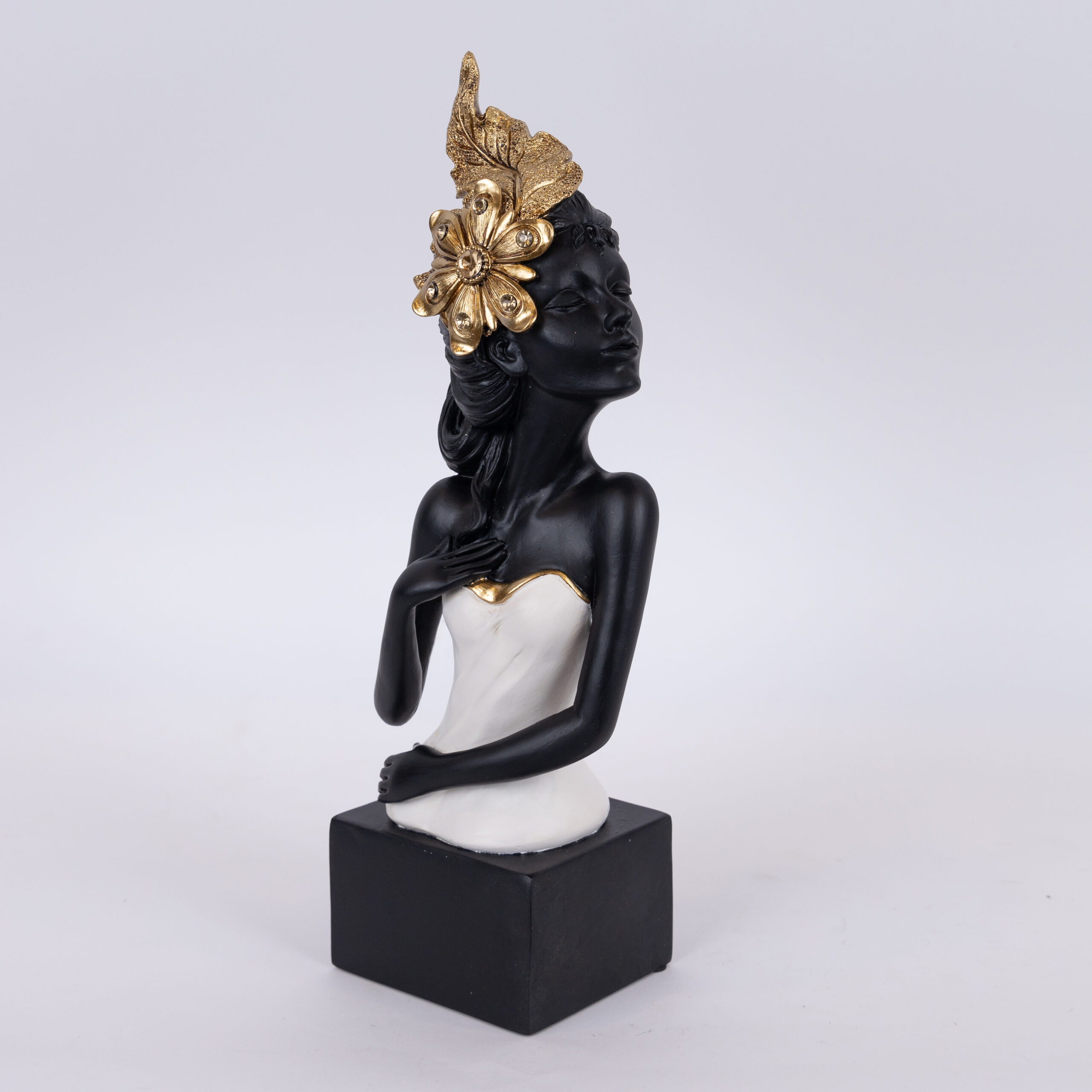 WOMAN WITH FLOWER BLACK-WHITE-GOLD