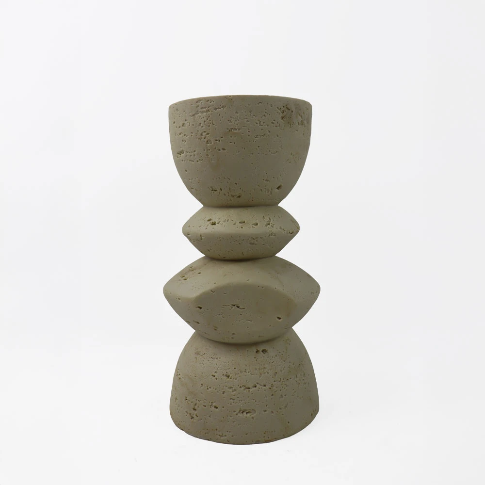 EQUINOX II CANDLE HOLDER RESIN BEIGE