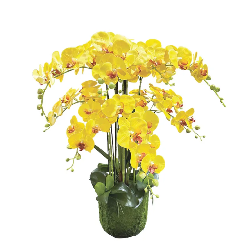 ARTIFICIAL YELLOW ORCHID FLOWER PLANT REAL TOUCH