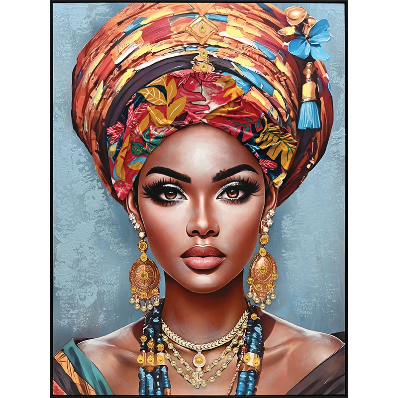 BOHO WOMAN CANVAS PAINTING WITH 3D