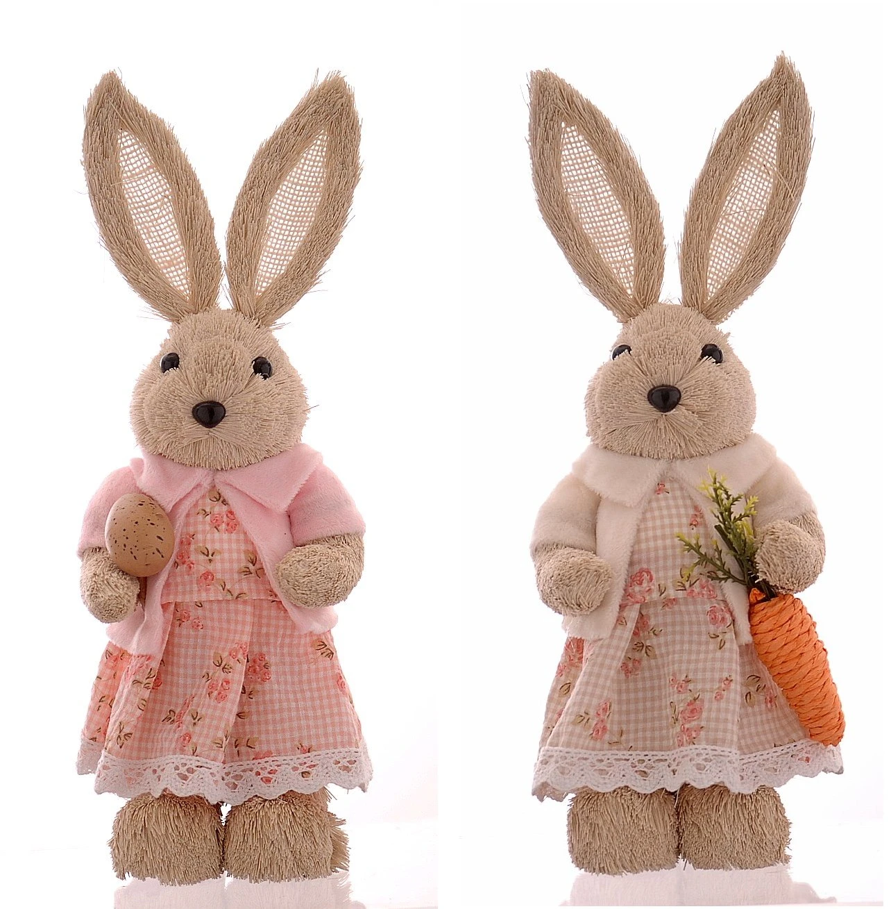 PINK GRASS RABBIT GIRL WITH EGG/CARROT