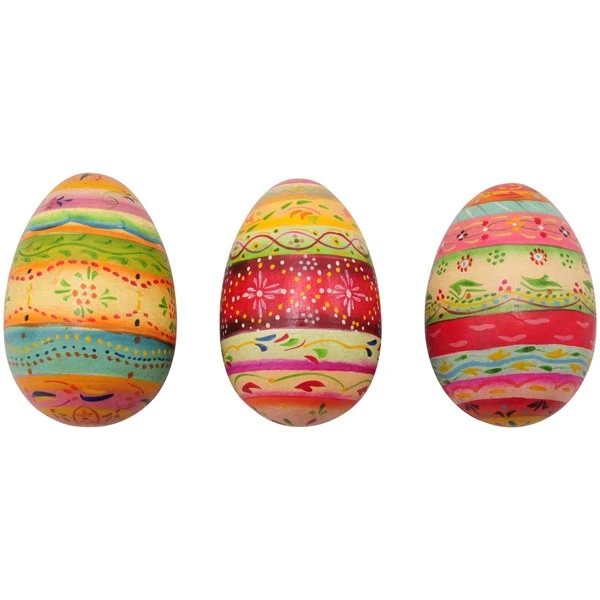 WOODEN YELLOW/RED/GREEN EGG DOST