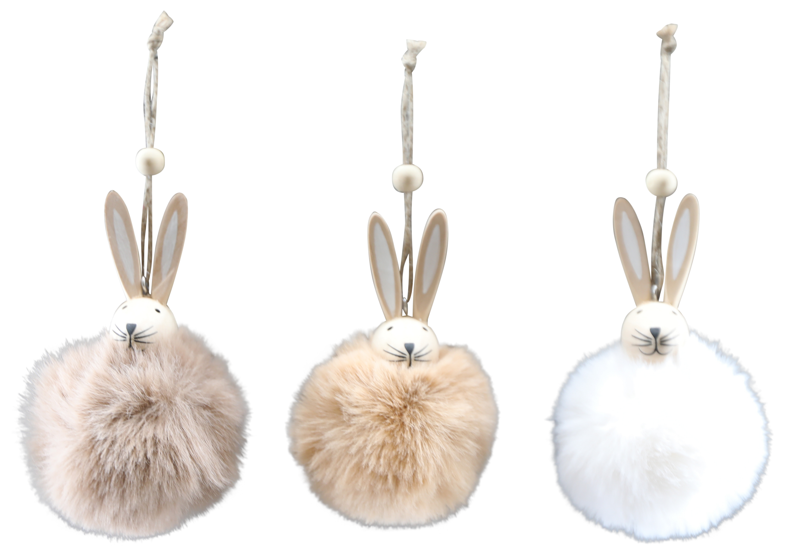 HANGING WOOD/PLUSH BROWN/BEIGE/WHITE RABBIT