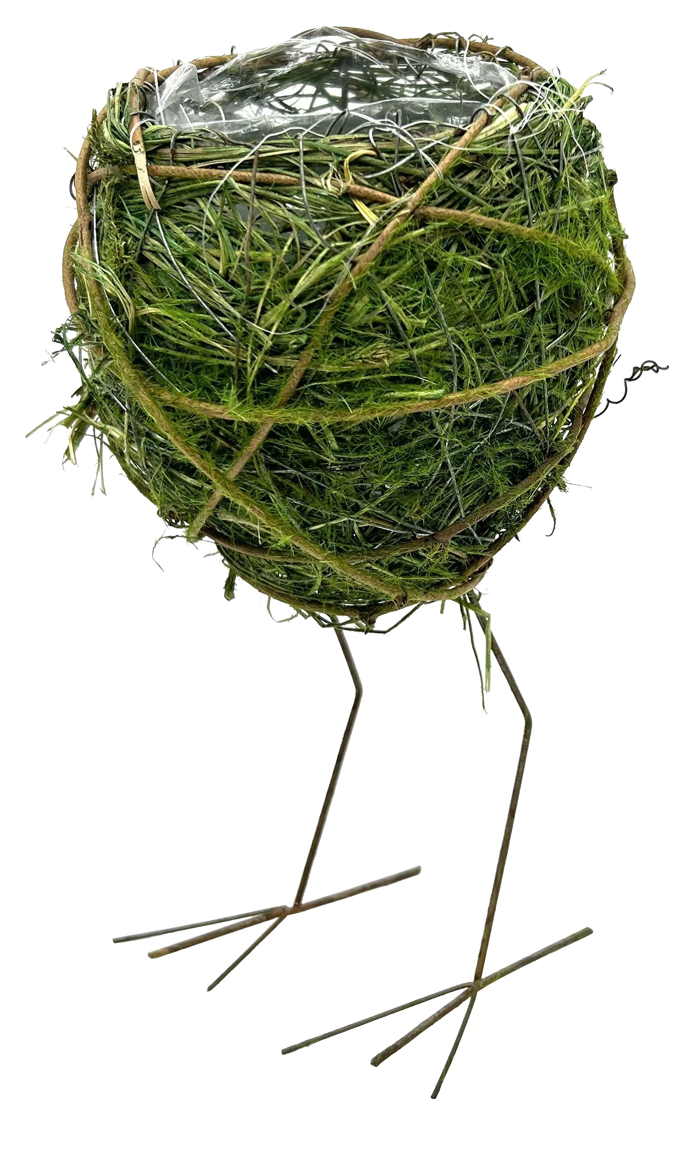 GREEN POT WITH FEET WILLOW RATTAN