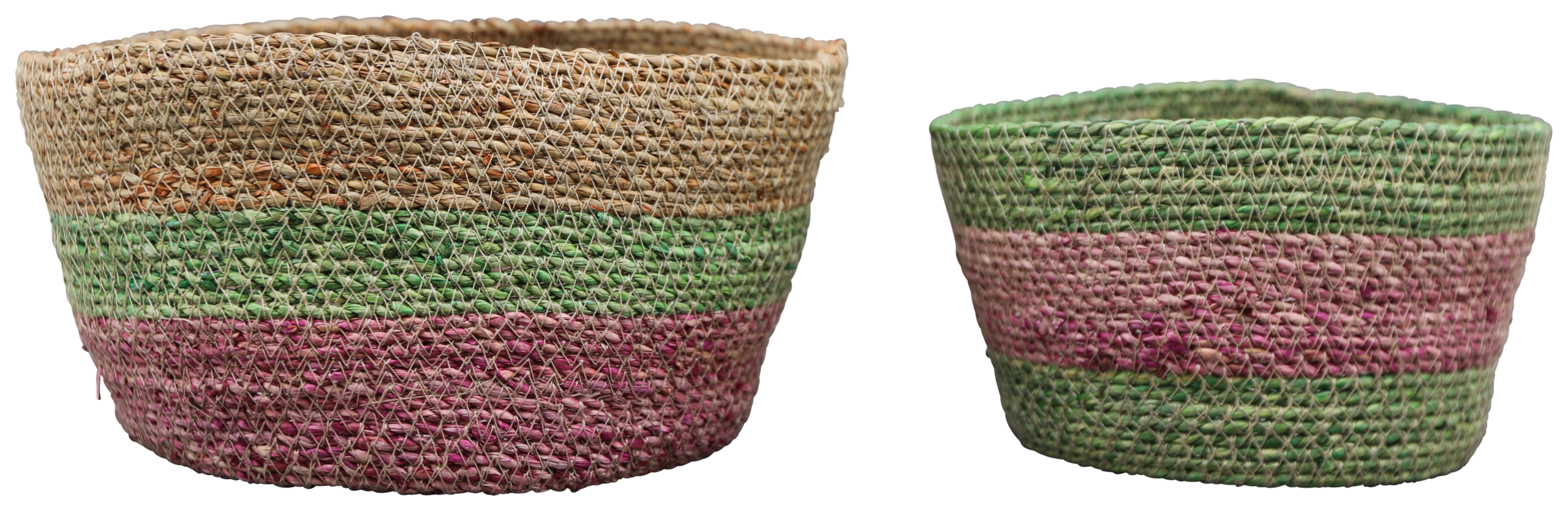 NATURAL/GREEN/PINK LARGE/SMALL SEAGRASS BASKET