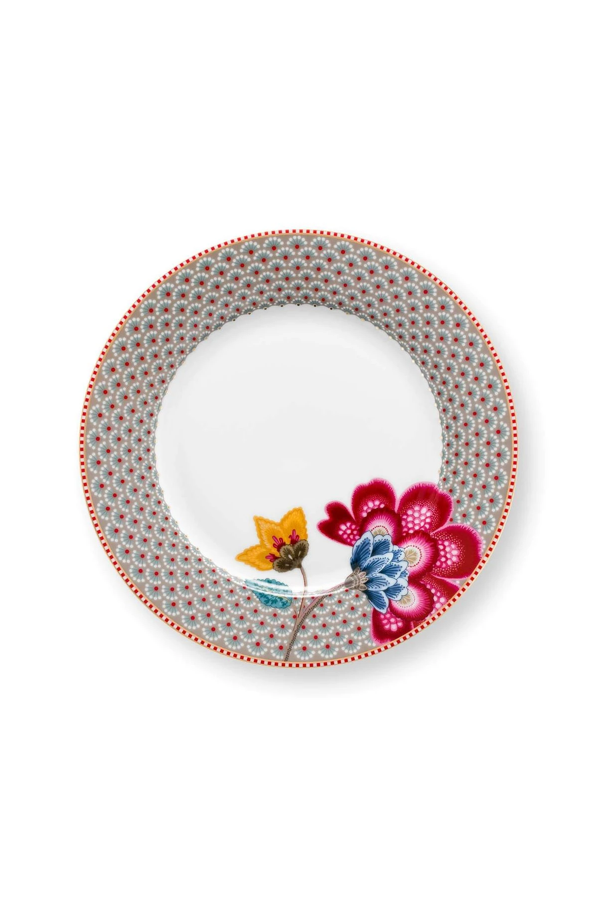 BLOOMING TALES COLLECTION KHAKI-BLUE PORCELAIN PLATE KHAKI