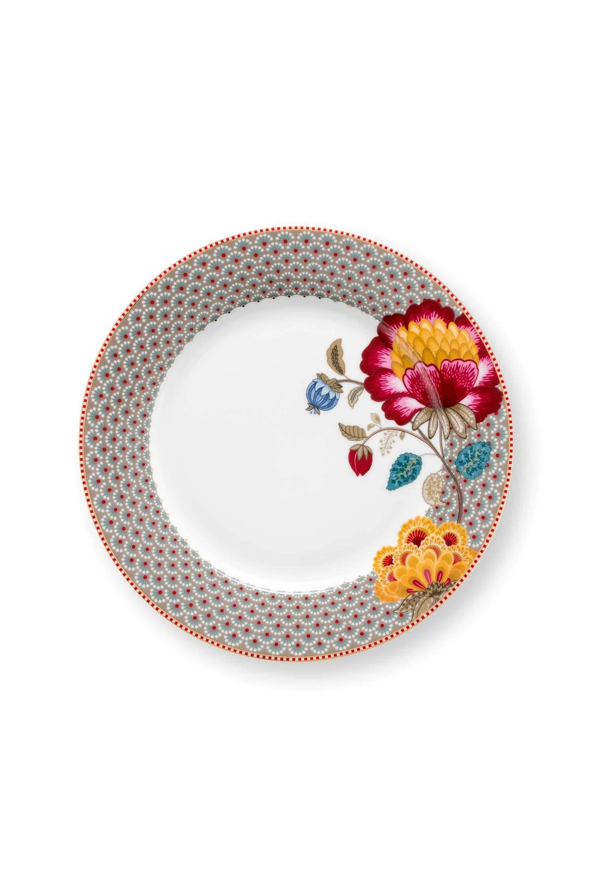 BLOOMING TALES COLLECTION KHAKI-BLUE PORCELAIN PLATE