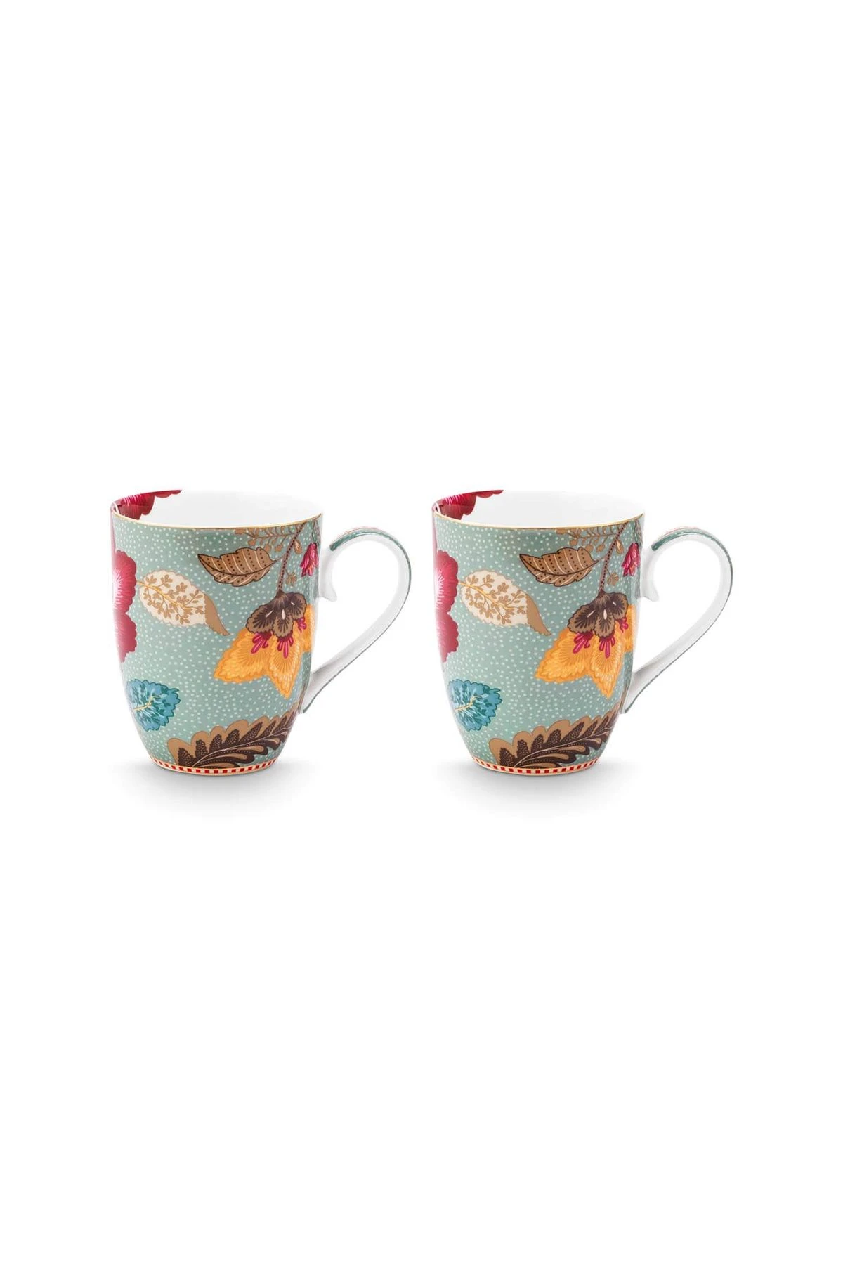 BLOOMING TALES COLLECTION BLUE SET OF 2 MUGS LARGE PORCELAIN