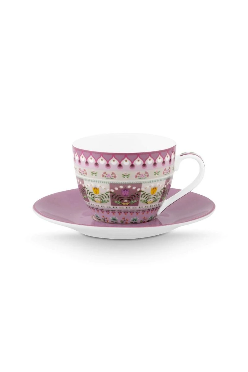 LILY&LOTUS COLLECTION LILAC PORCELAIN ESPRESSO CUP AND SAUCER