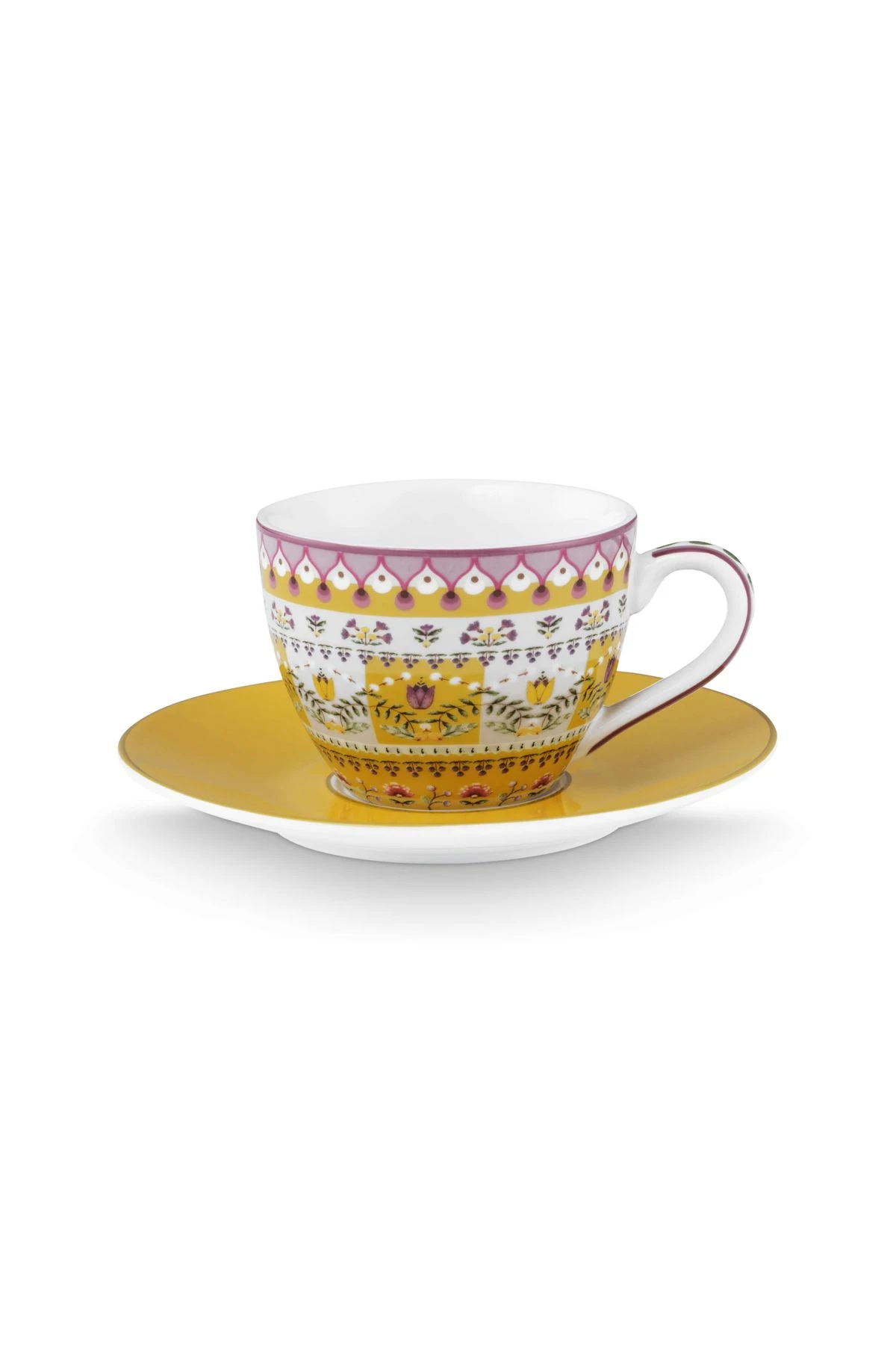 LILY&LOTUS COLLECTION YELLOW PORCELAIN ESPRESSO CUP AND SAUCER