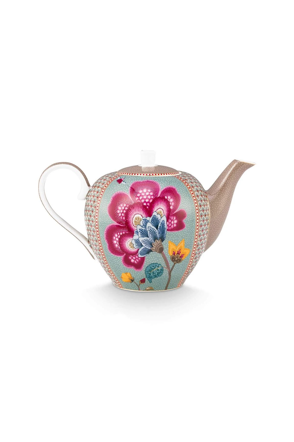 BLOOMING TALES COLLECTION KHAKI-BLUE PORCELAIN TEAPOT
