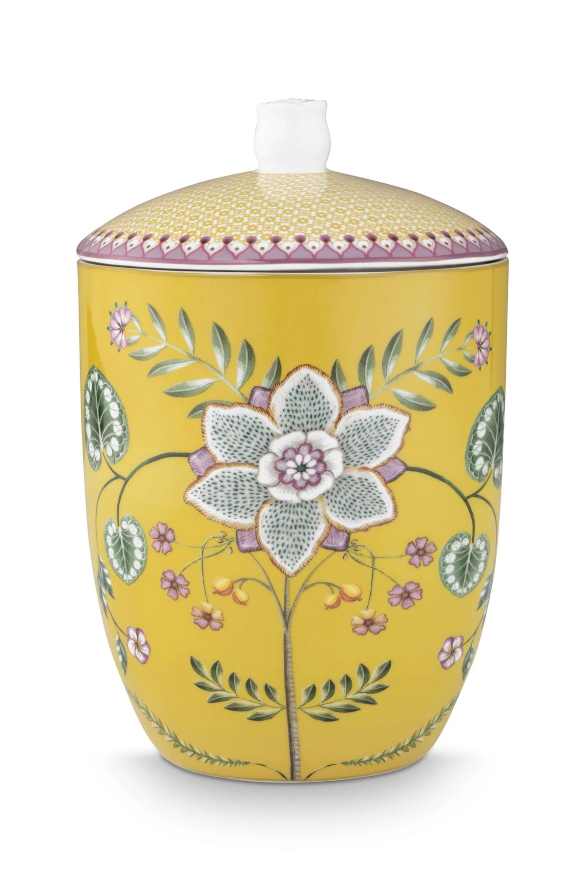 LILY&LOTUS COLLECTION YELLOW PORCELAIN STORAGE JAR