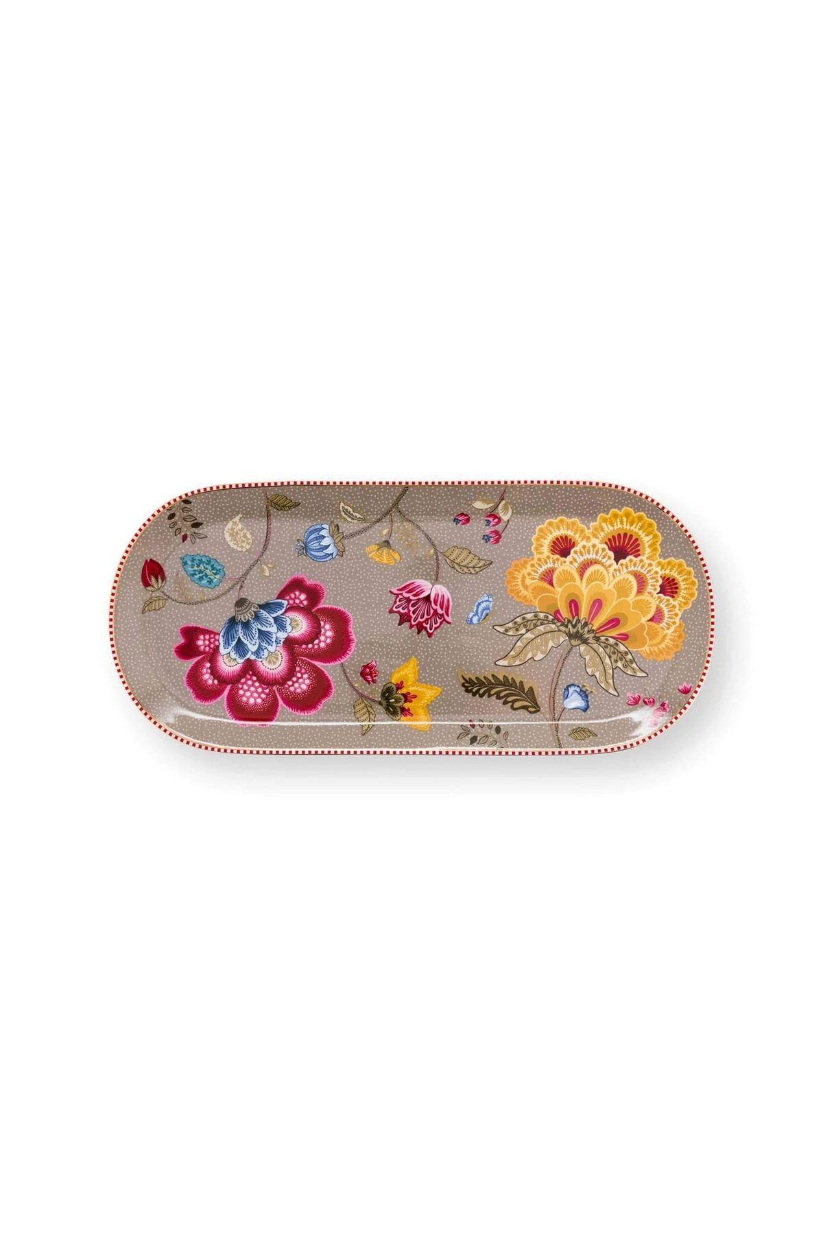 BLOOMING TALES COLLECTION KHAKI-BLUE PORCELAIN CAKE TRAY