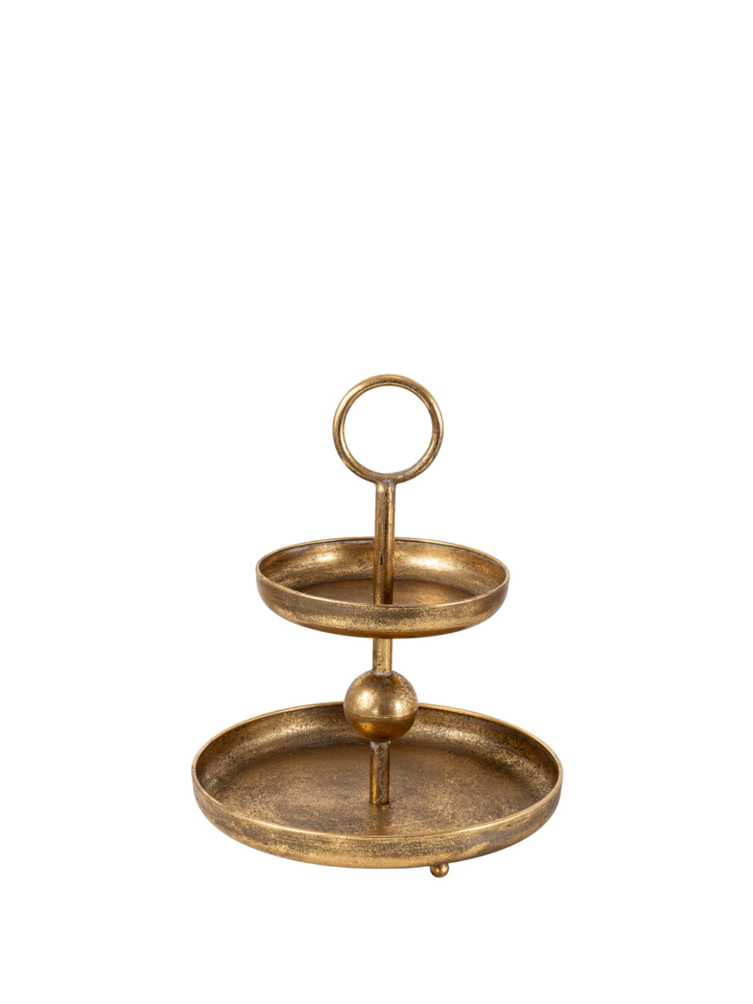 METAL DECORATIVE TRAY WITH TWO PLATES GOLD