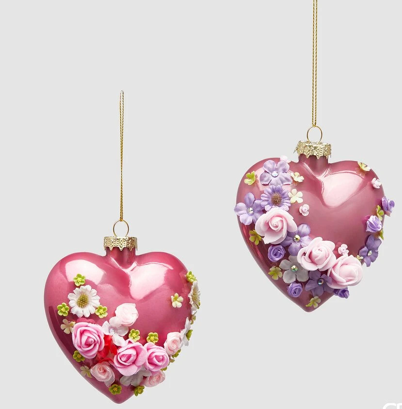 FLORAL HEART DECORATION TO FOR HANGING RED-PINK