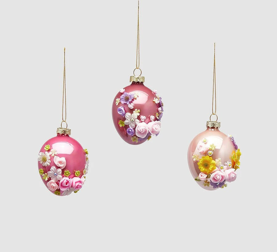 FLORAL EGG RED-PINK DECORATION FOR HANGING