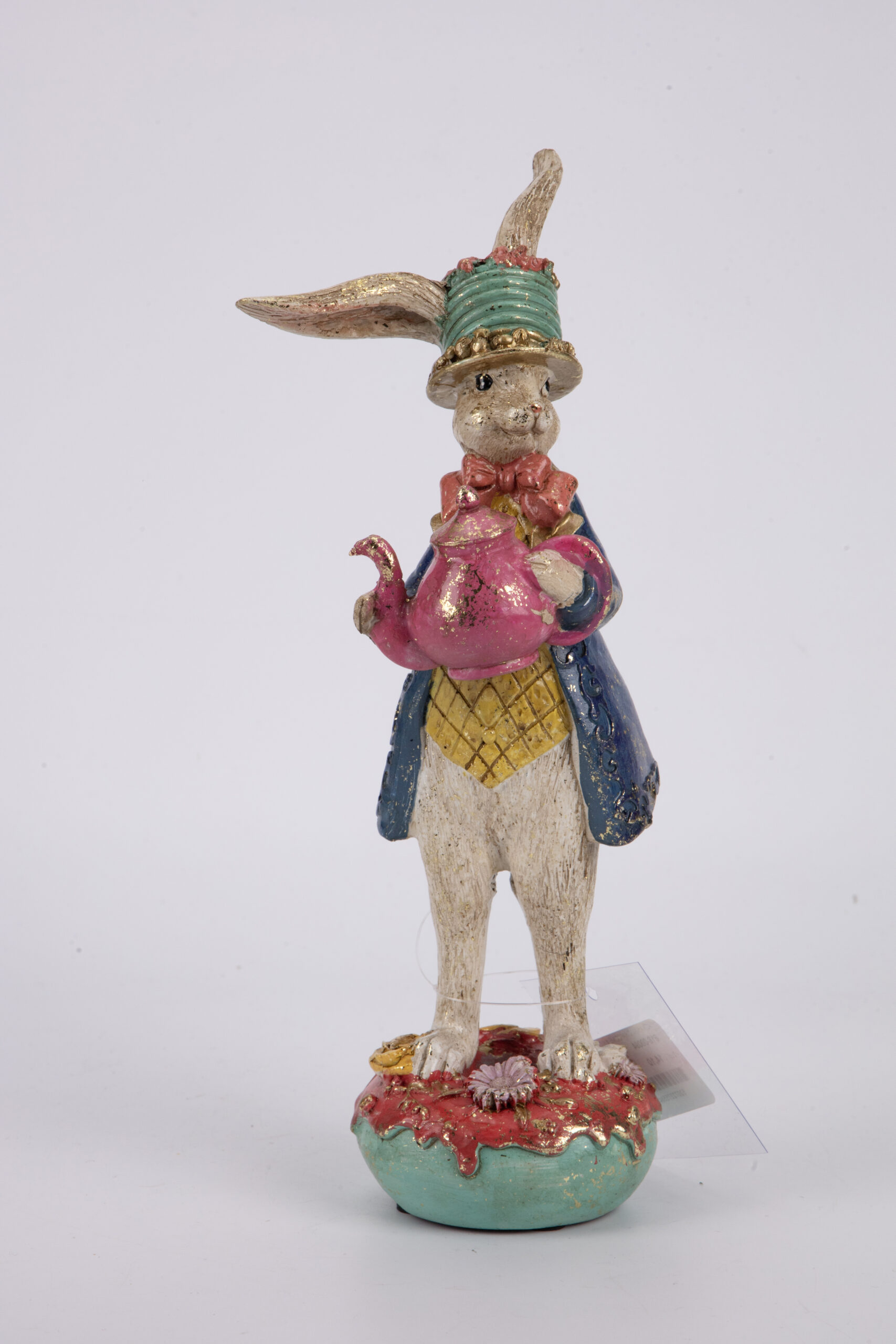 RESIN EASTER RABBIT WITH CUP ON DONUT MULTICOLOR