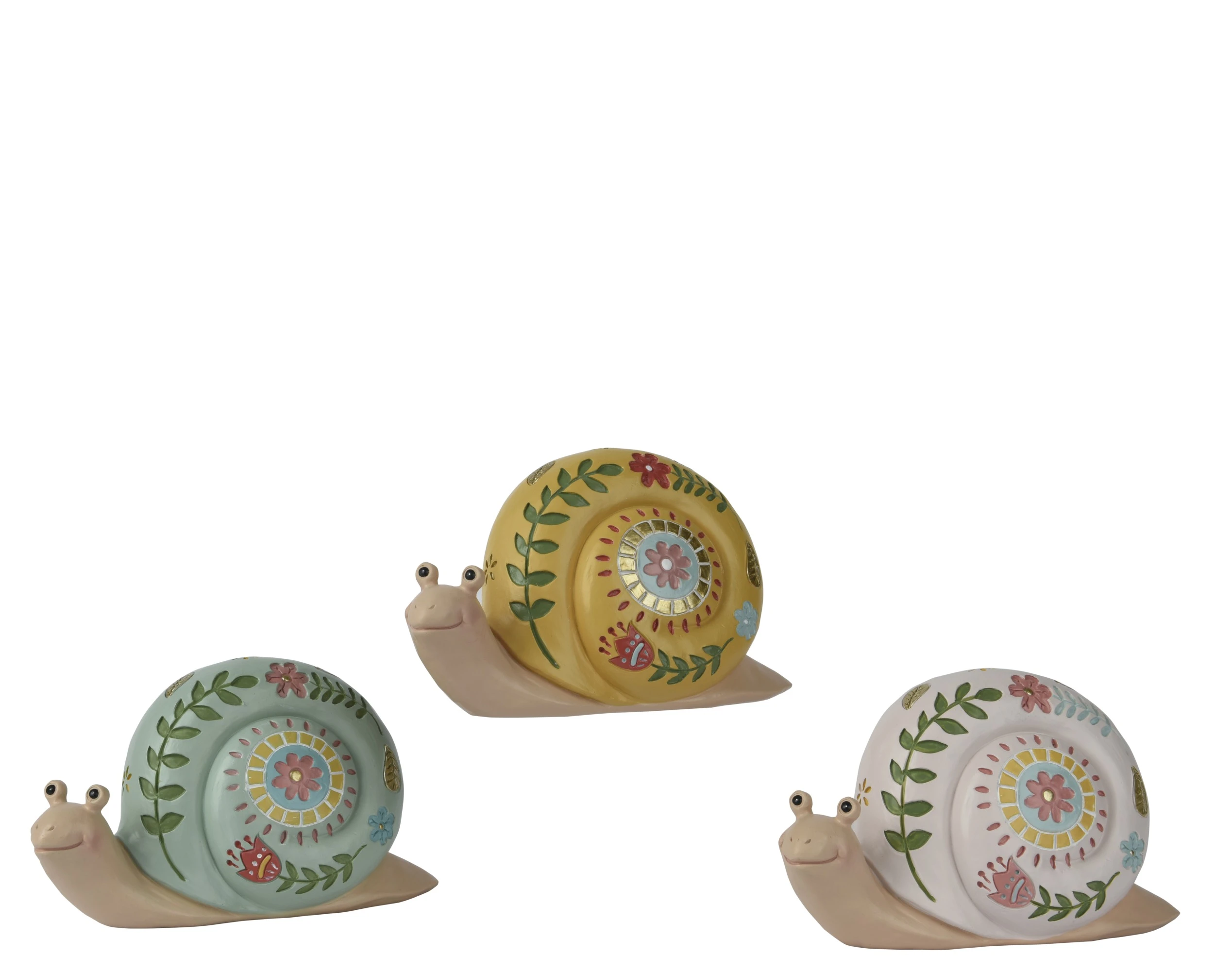 HANDMADE SNAIL RESIN CARVING YELLOW/GREEN/LIGHT PINK