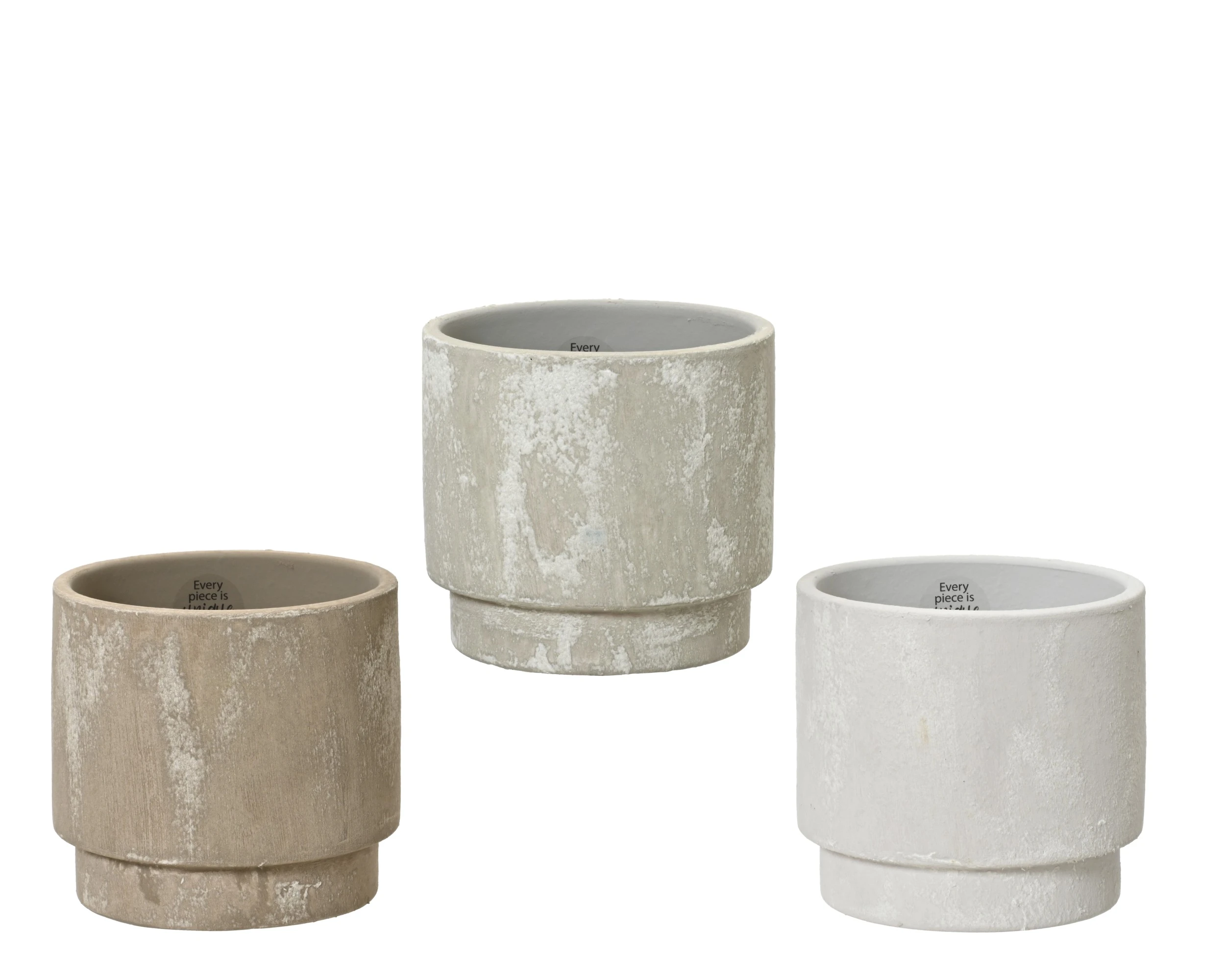 HANDMADE INDOOR PLANTER TERRACOTTA CLAY GREY/BEIGE/WHITE