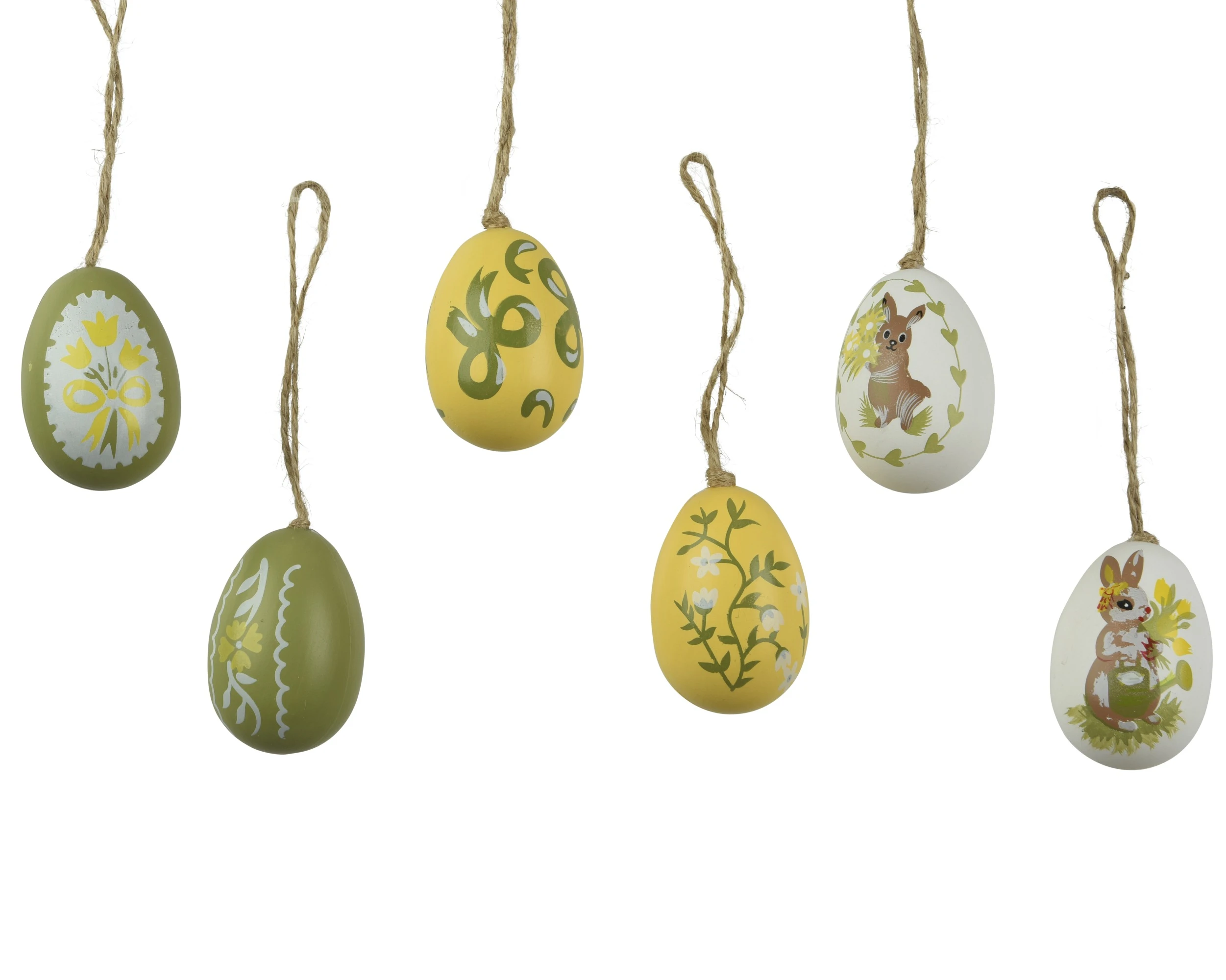 EGG POLYSTYRENE TUBE OF 8 PCS GREEN WITH YELLOW BOW-WHITE