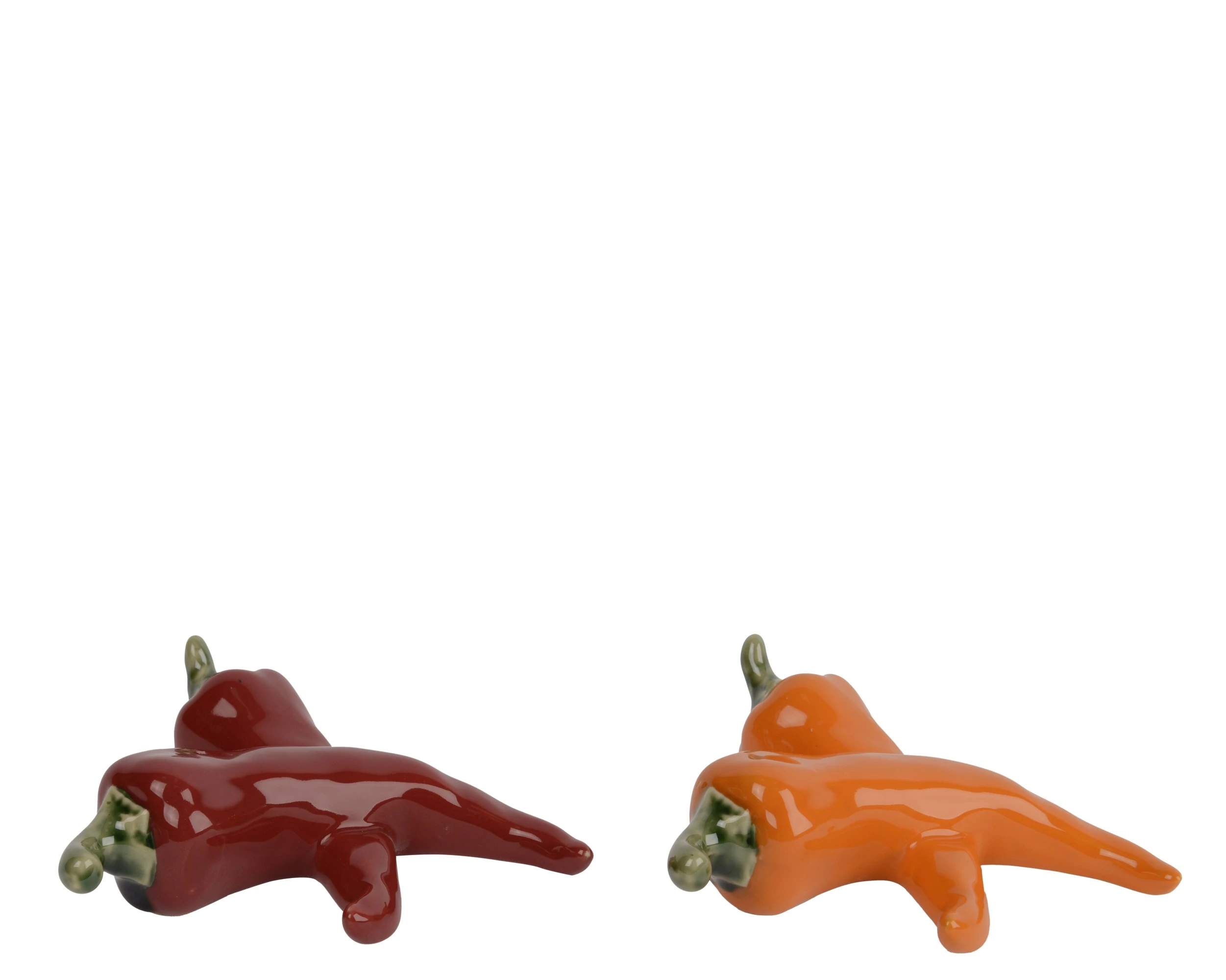 HANDMADE LONG PEPPER PORCELAIN RED/ORANGE
