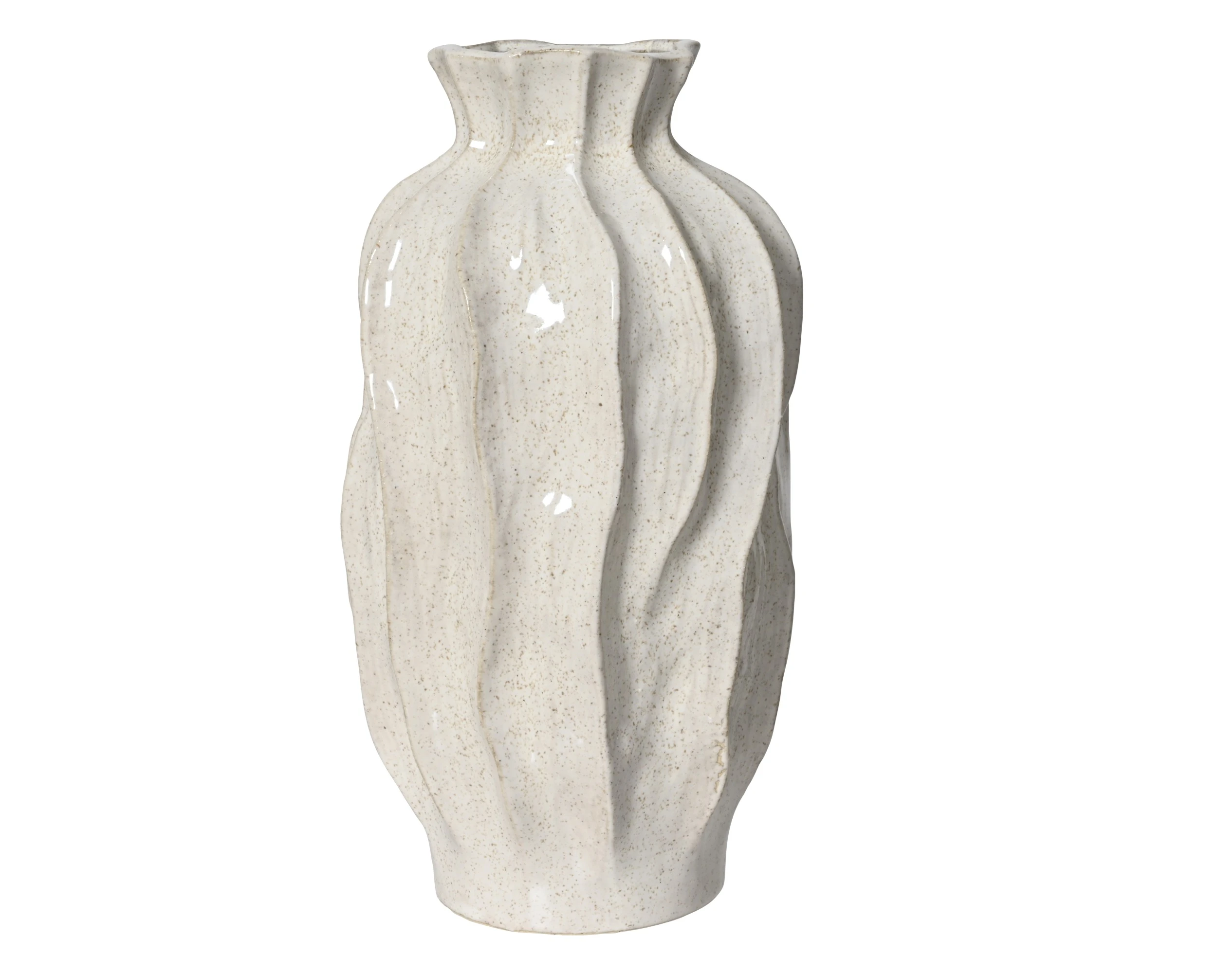 STONEWARE OFF WHITE VASE GLOSSY