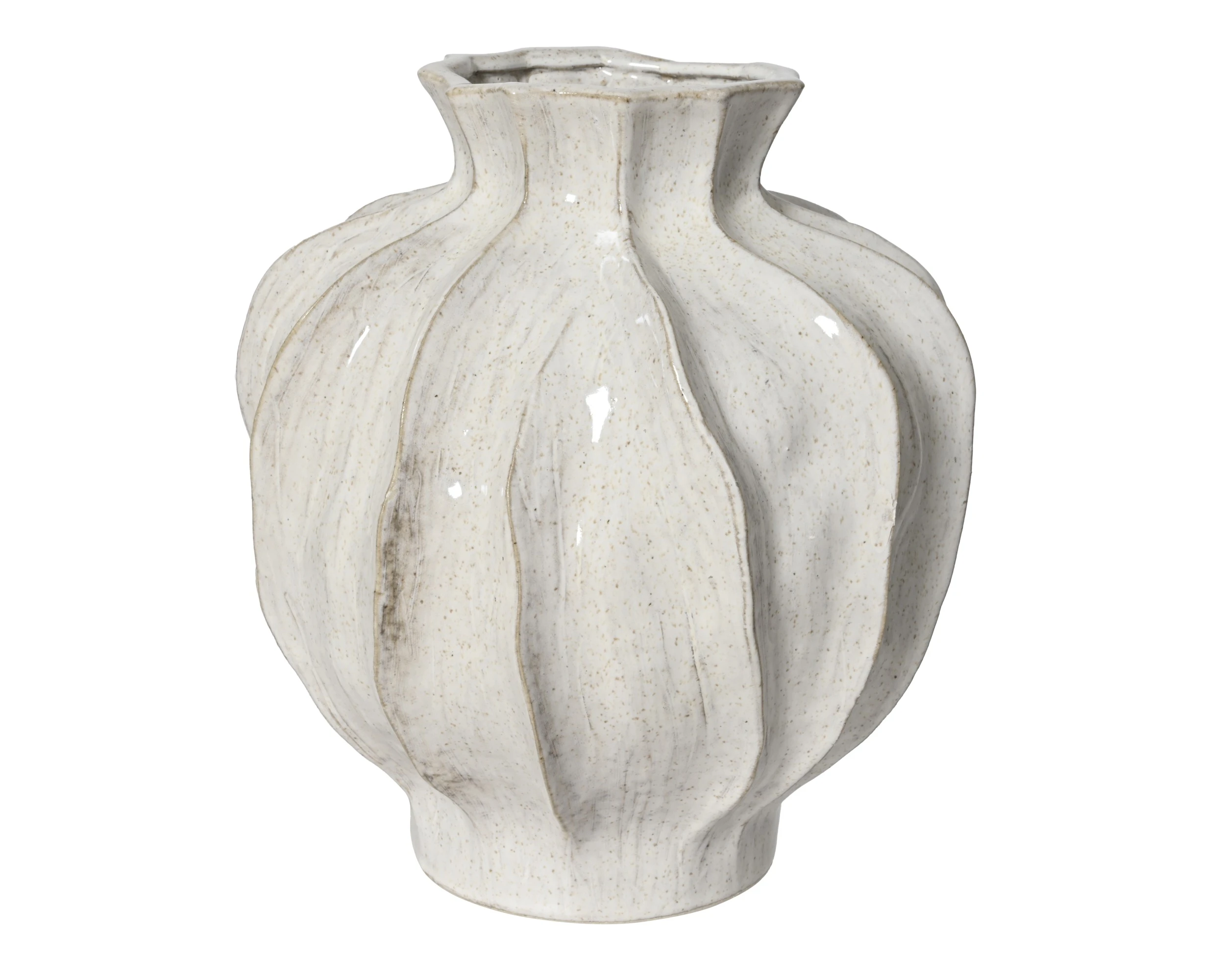 STONEWARE OFF WHITE VASE GLOSSY