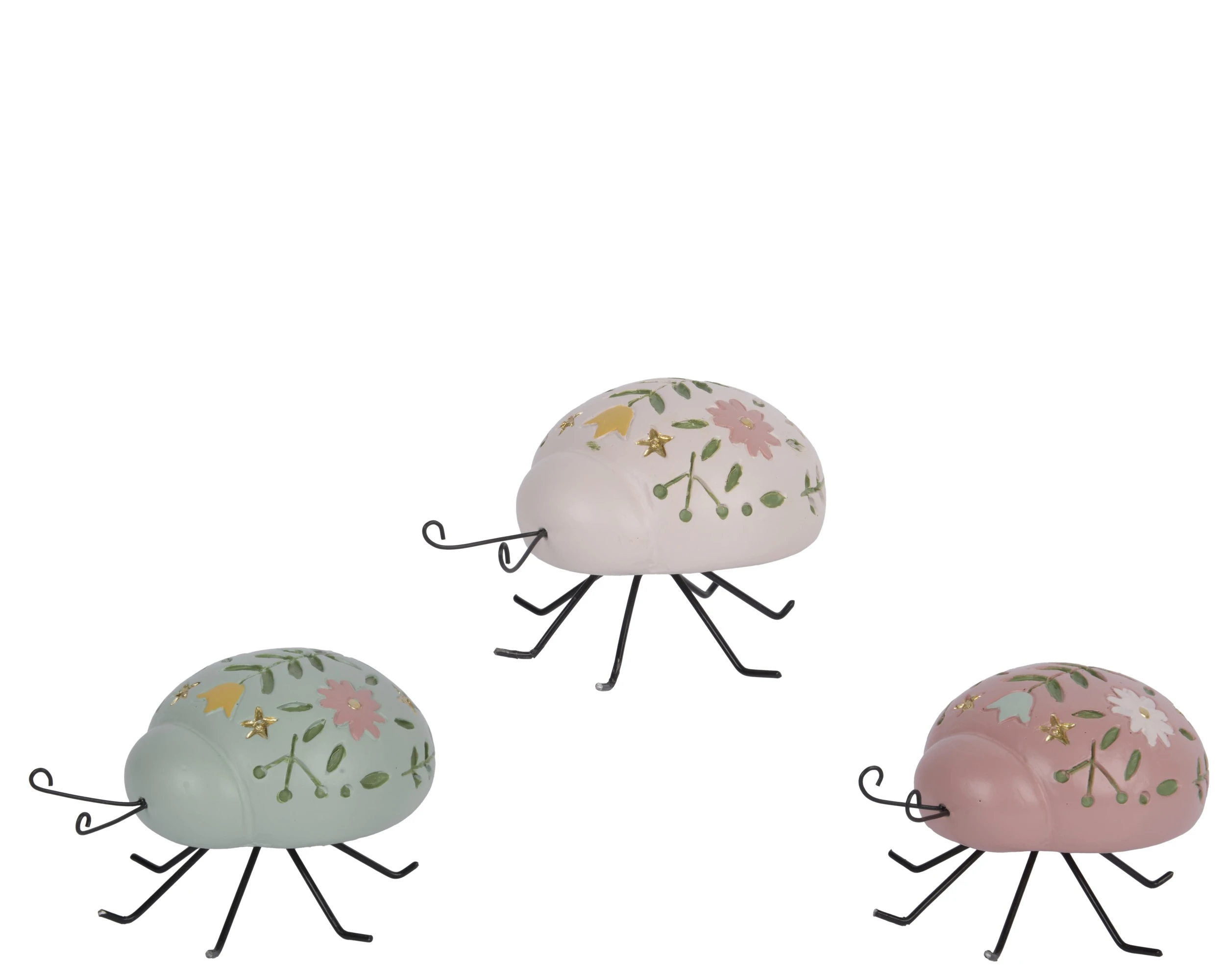 HANDMADE LIGHT PINK/GREEN/PINK RESIN LADYBIRD
