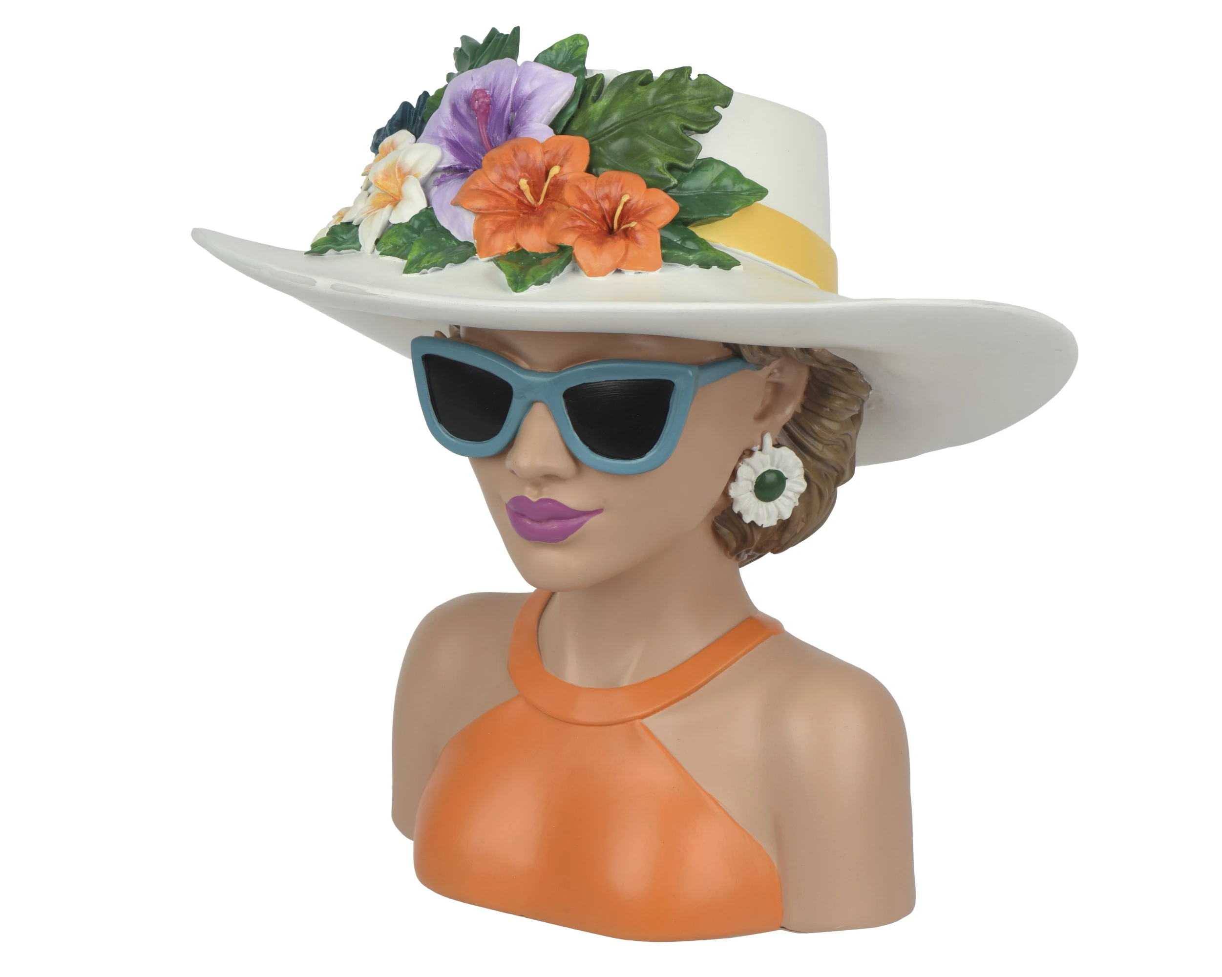 HANDMADE INDOOR WATERRESISTANT PLANTER RESIN ORANGE