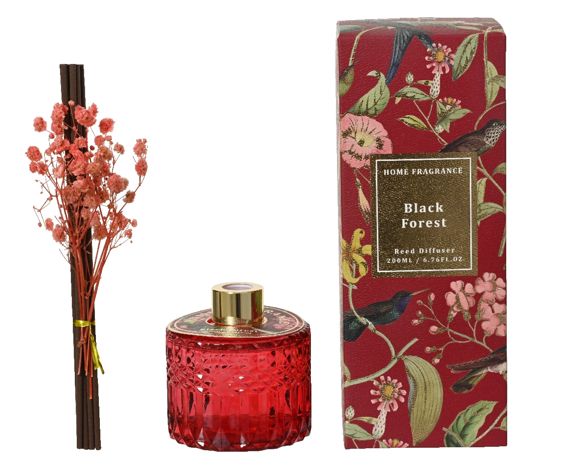 GLASS DIFFUSER 8PCS FIBER STICKS SCENT BLACK FOREST