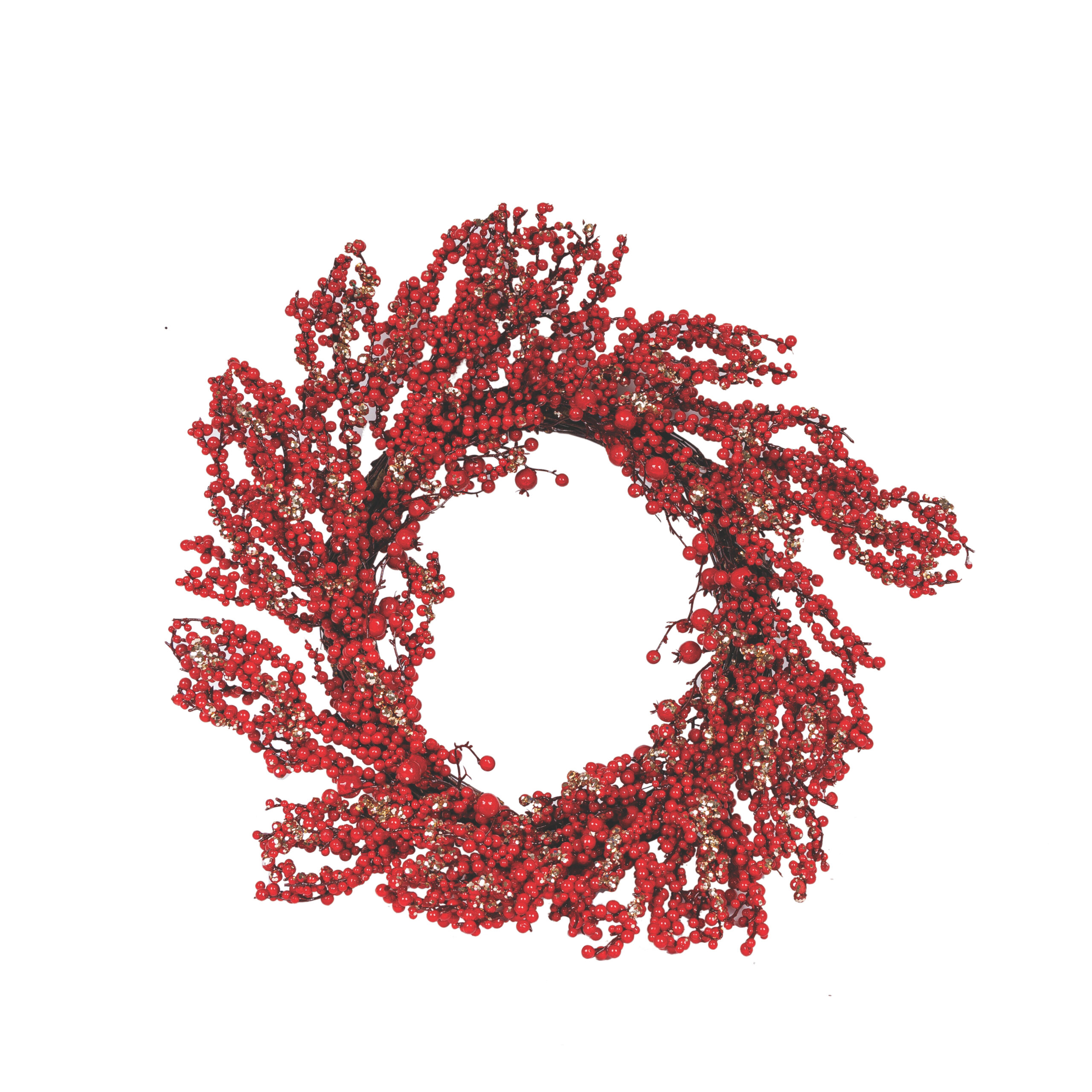 STYROFOAM WREATH W RED & CHAMPAGNE BERRIES