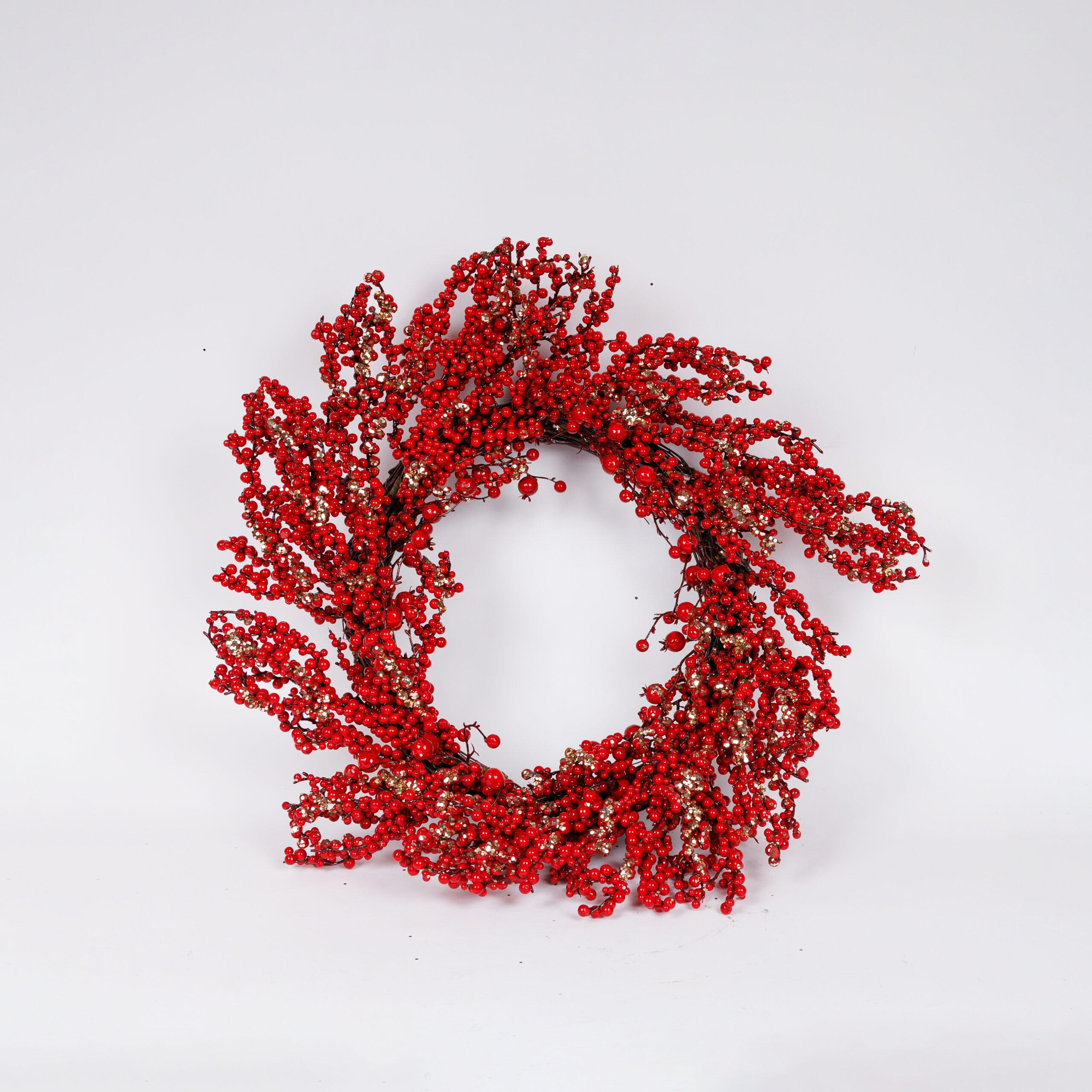 STYROFOAM WREATH W RED & CHAMPAGNE BERRIES