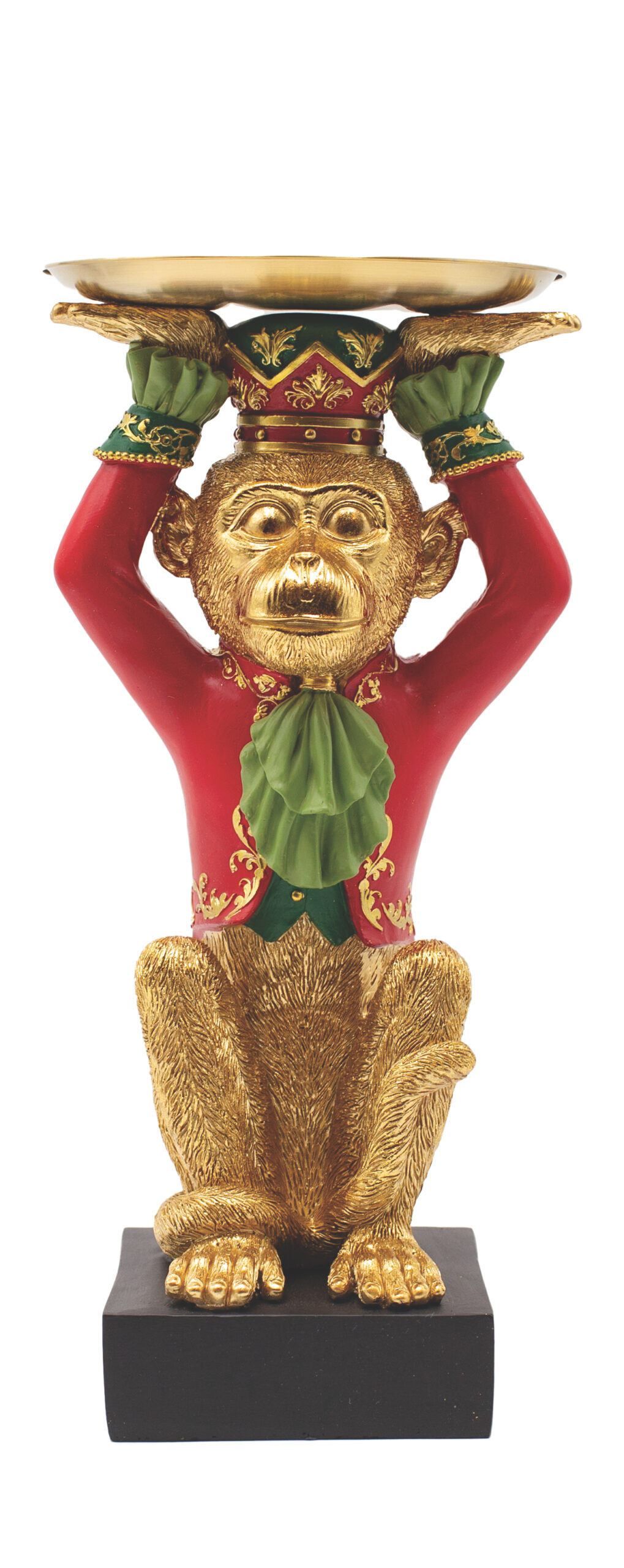 RESIN RED MONKEY W PLATTER