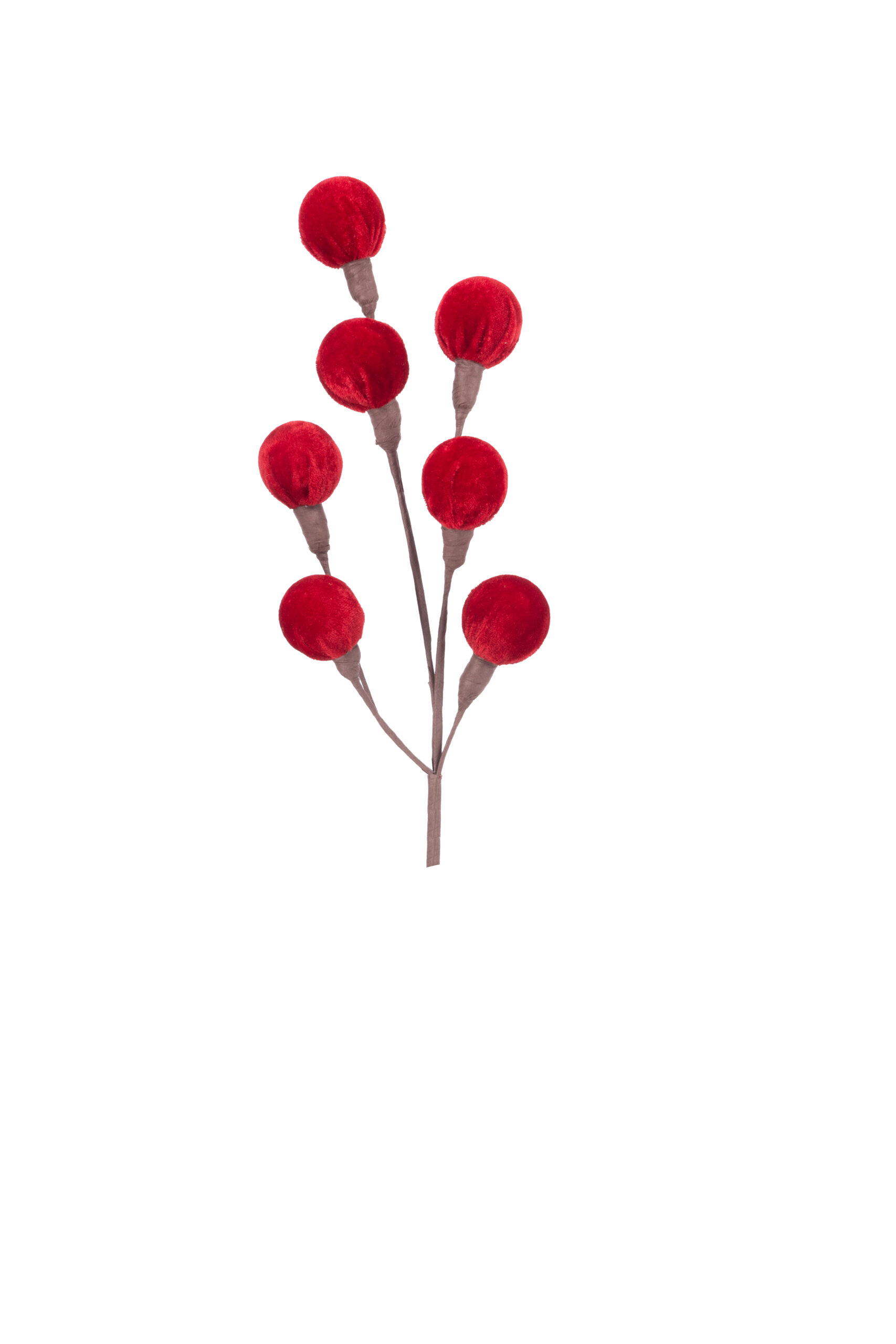 POLYESTER BRANCH WITH VELVET BURGUNDY BALLS