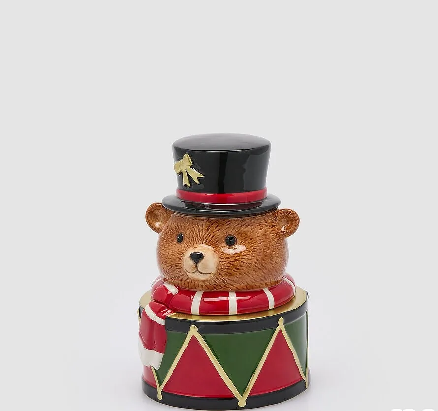 SCARF BEAR JAR DÉCOR GREEN/RED