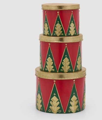 ROUND DRUM DECORATIVE BOX GREEN/RED