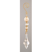 GOLD RHINESTONE ORNAMENT WITH PEARLS H.20CM