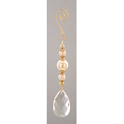 GOLD RHINESTONE ORNAMENT WITH PEARLS H.17CM